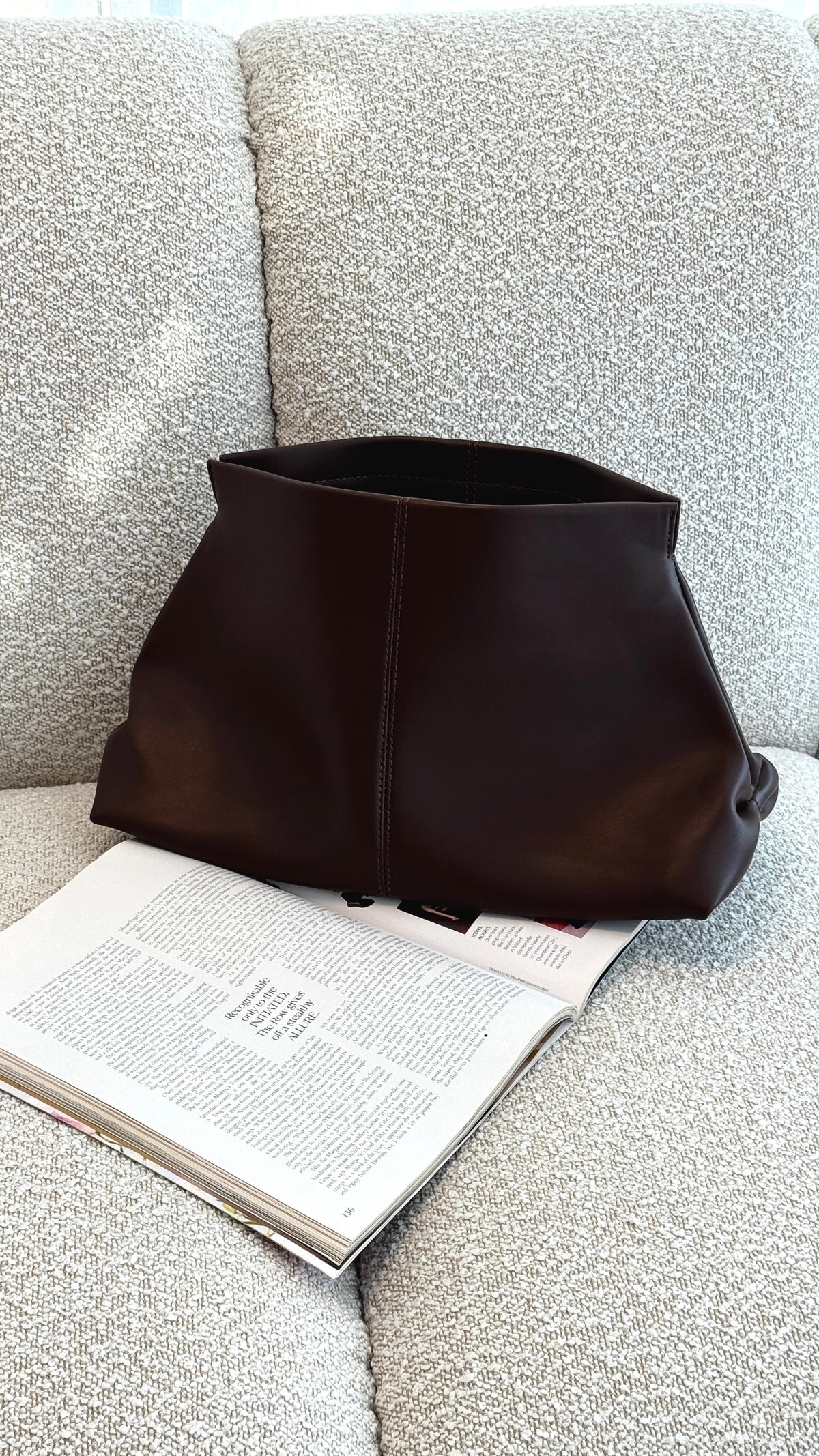 Semi Structured Fold Over Clutch - Chocolate - Billy J