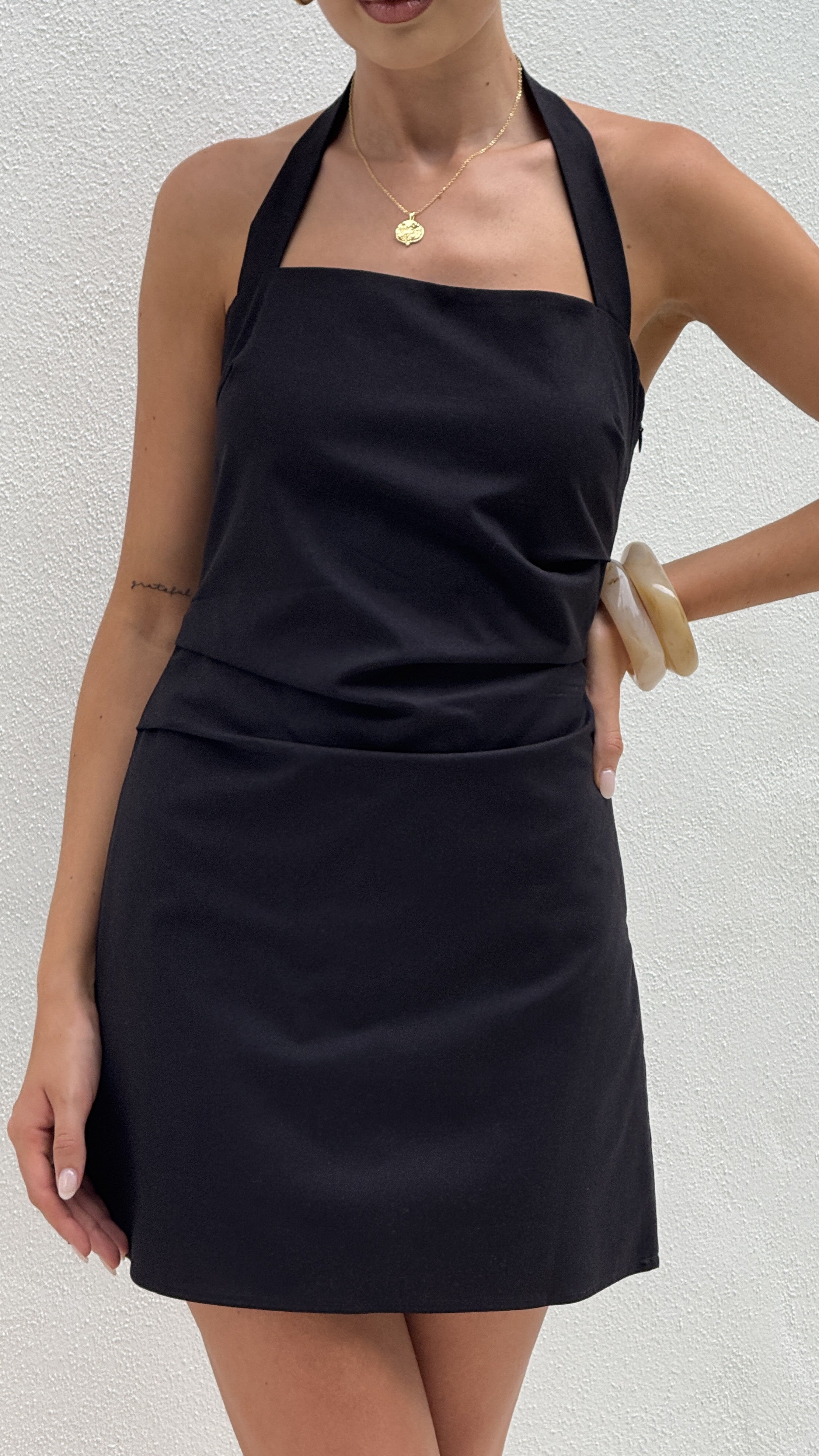 Kayden Mini Halter Dress - Black - Billy J