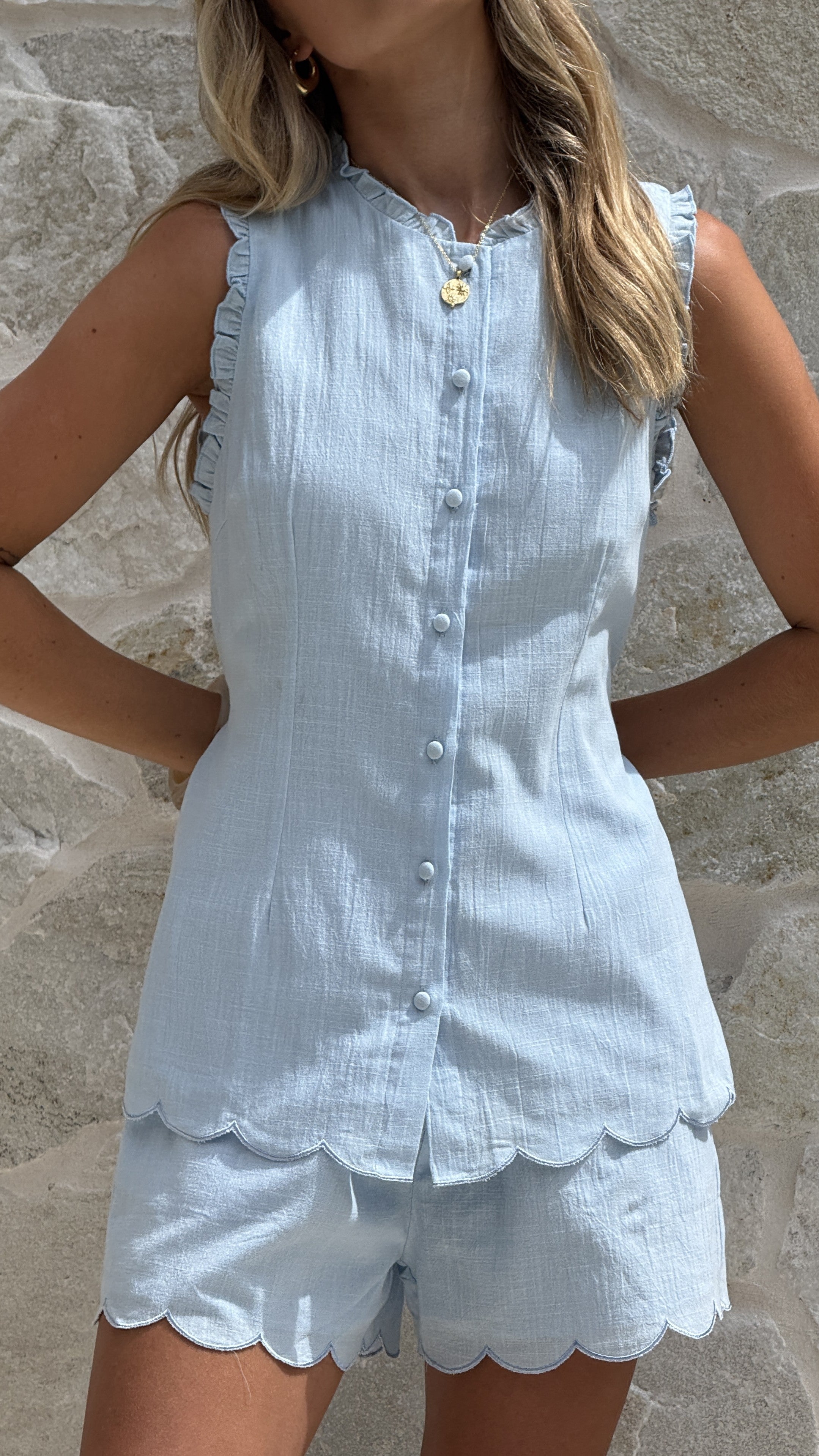 Finlay Button Up Top - Blue - Billy J
