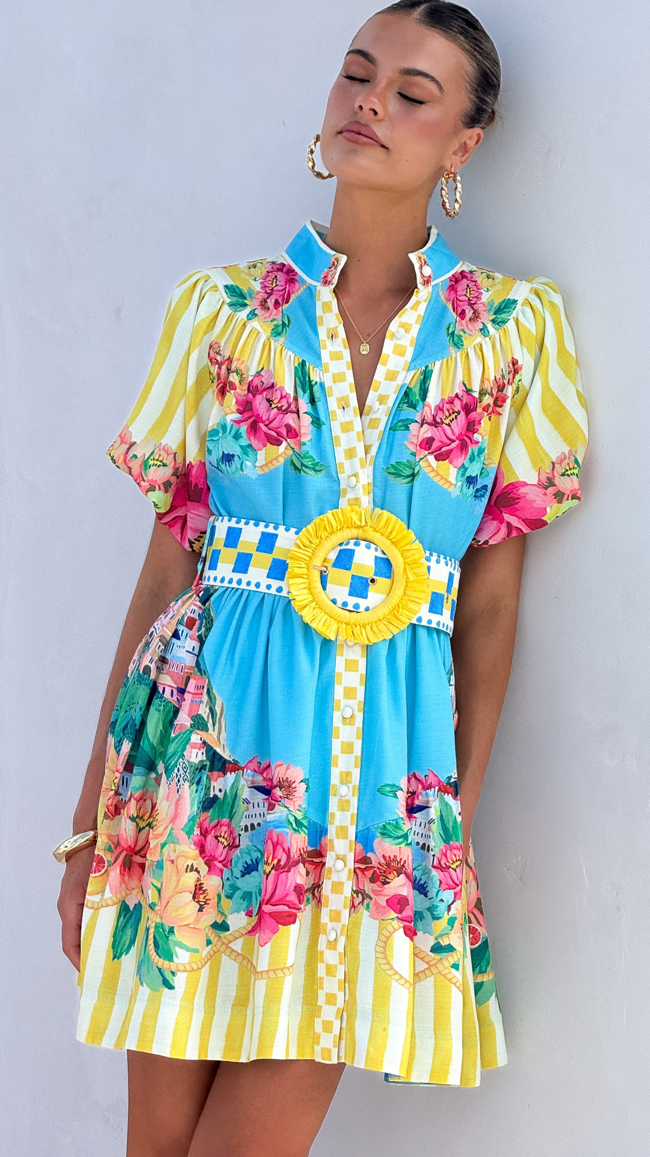 Talisha Mini Dress - Positano Blue - Billy J