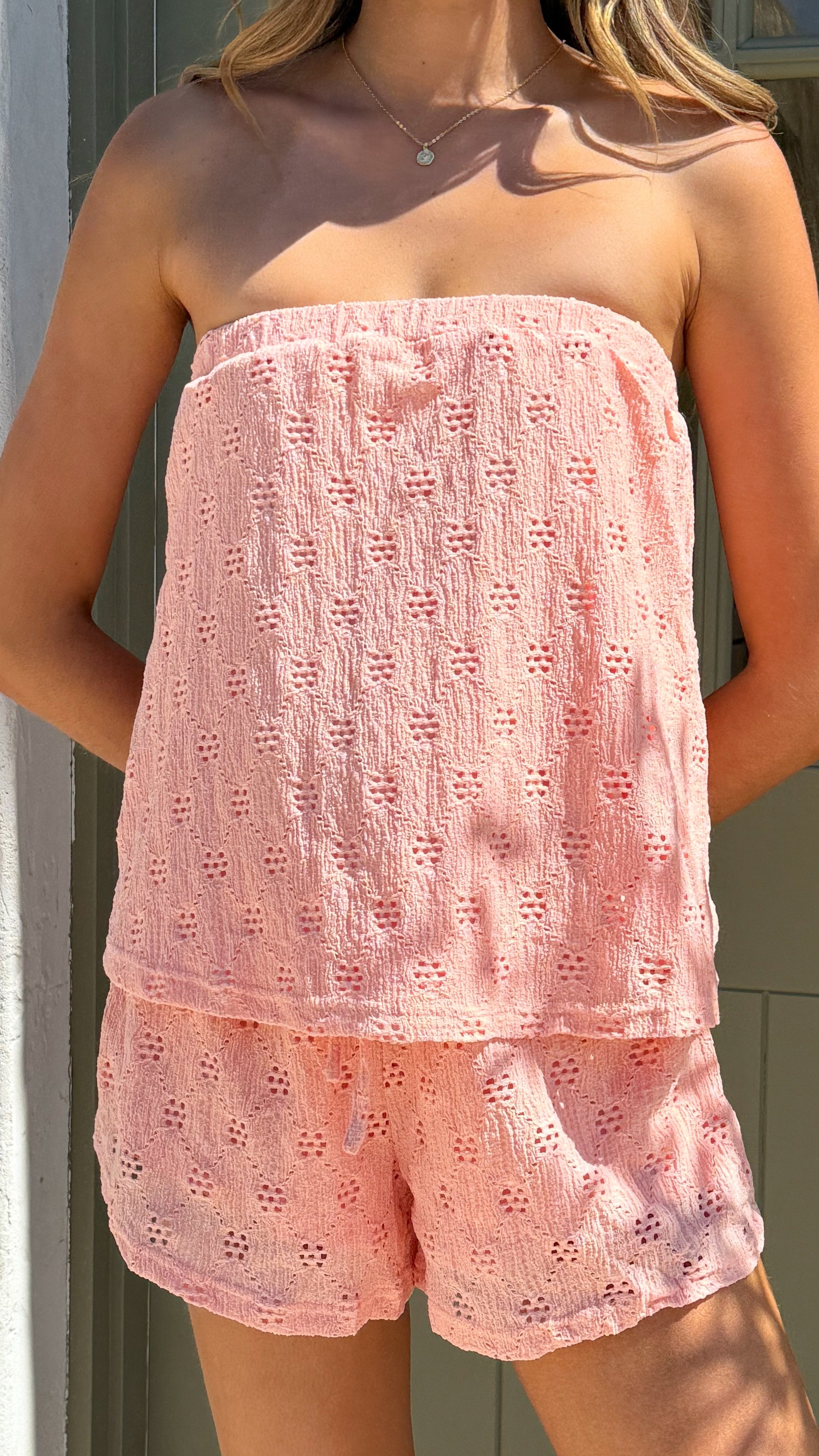 Maile Strapless Top and Shorts Set - Coral - Billy J