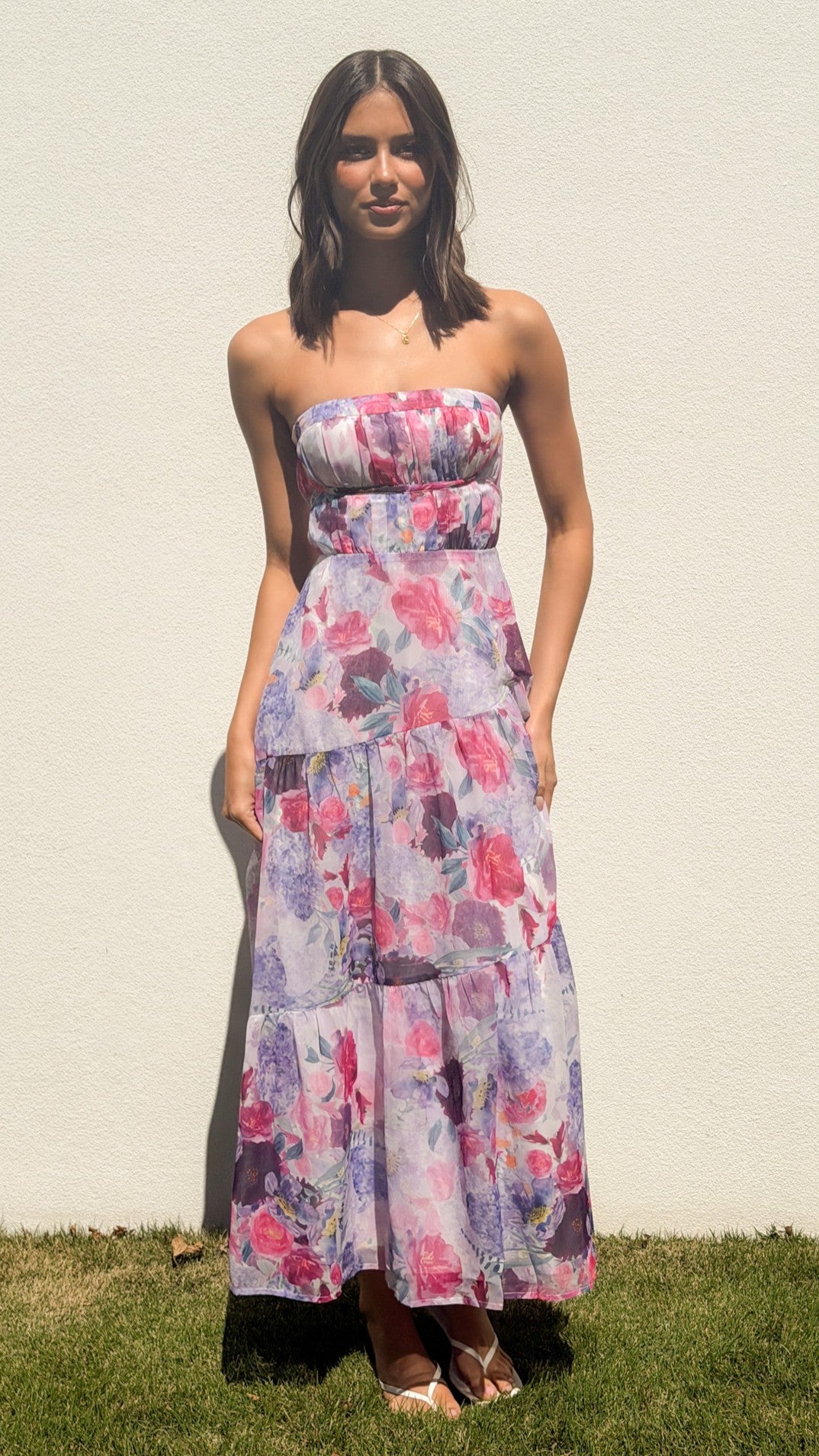 Skylah Maxi Dress - Pink/Purple Floral - Billy J
