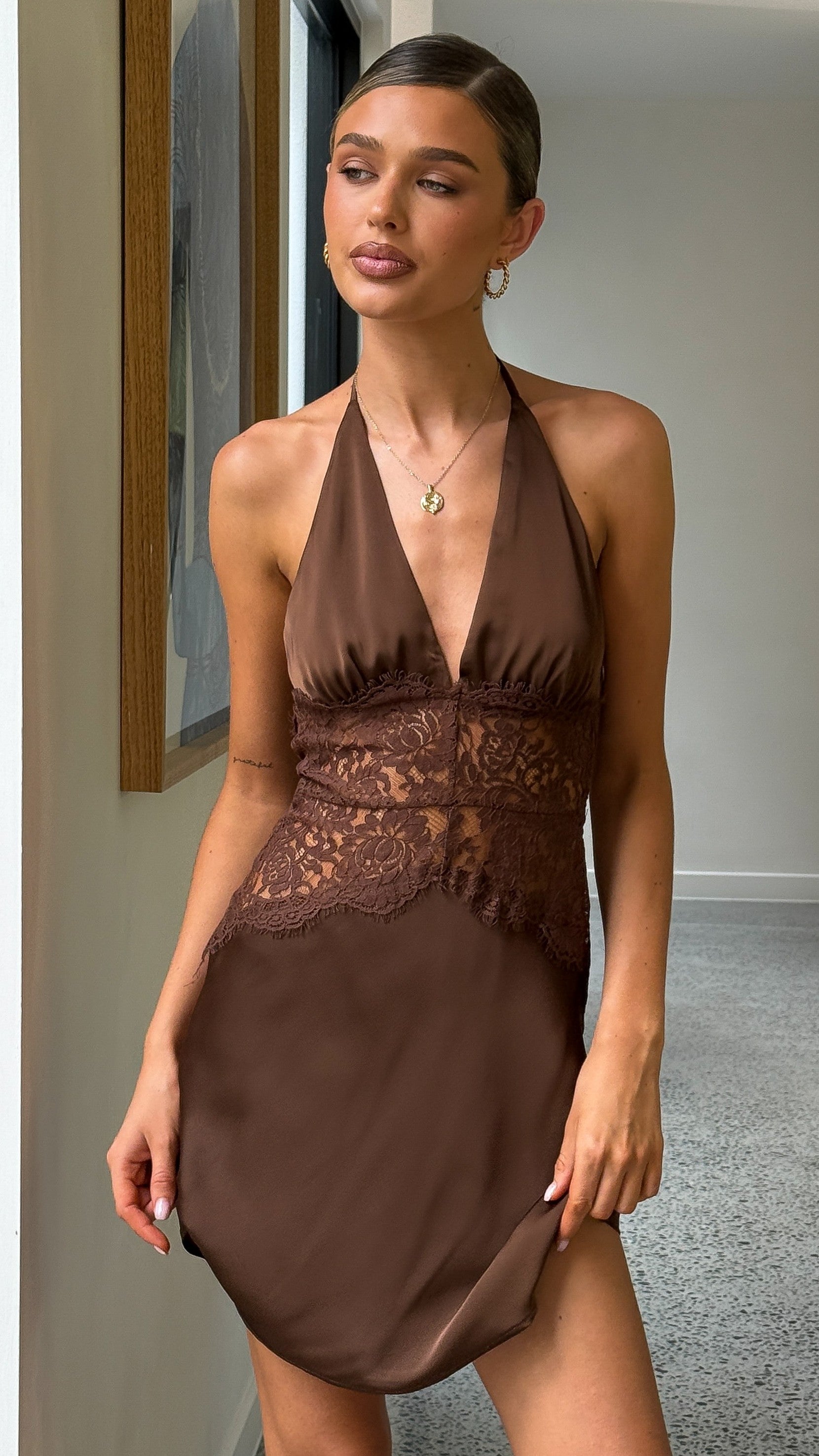 Kiana Mini Dress - Chocolate - Billy J