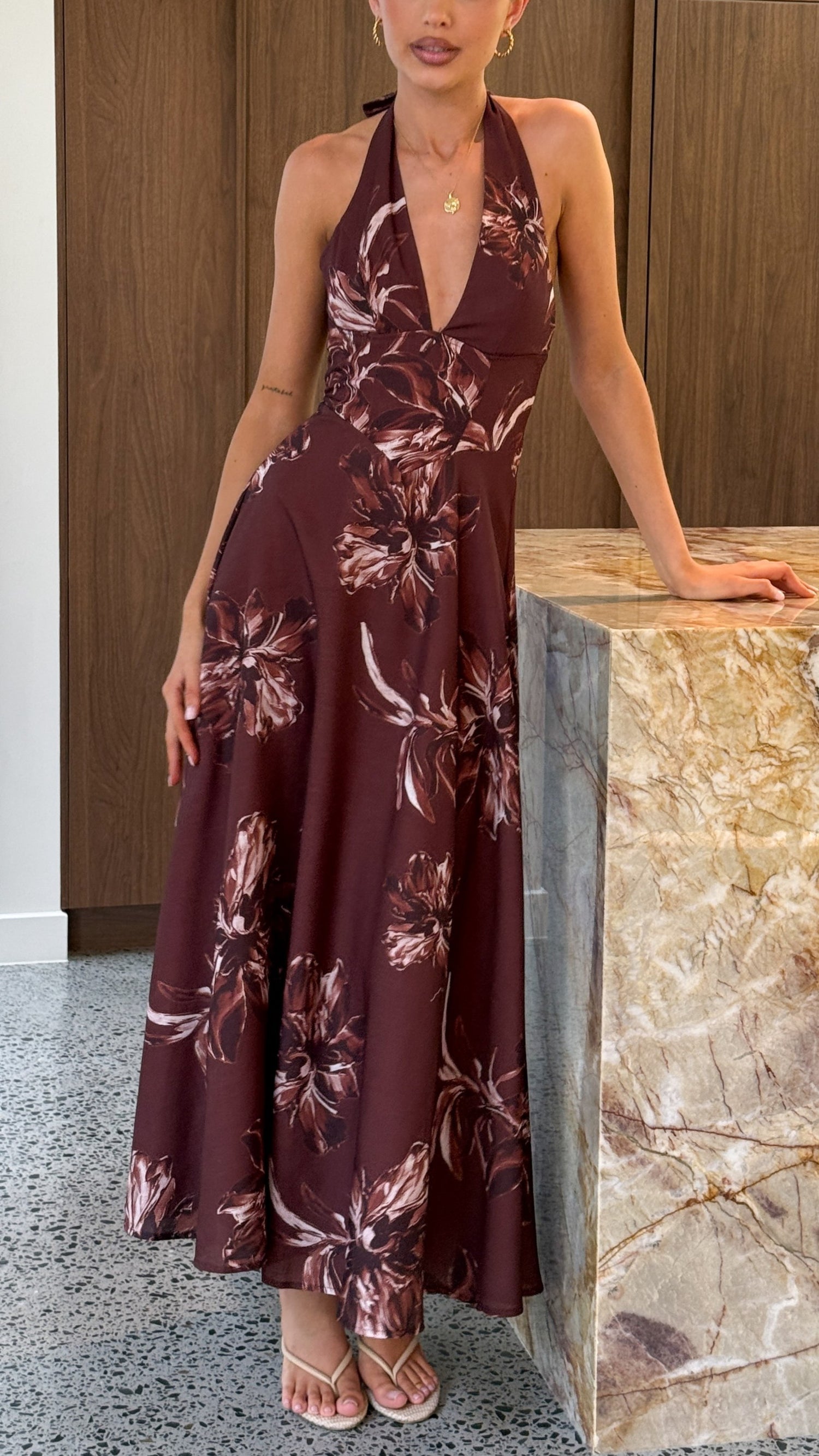 Skye Maxi Dress - Chocolate Flower - Billy J