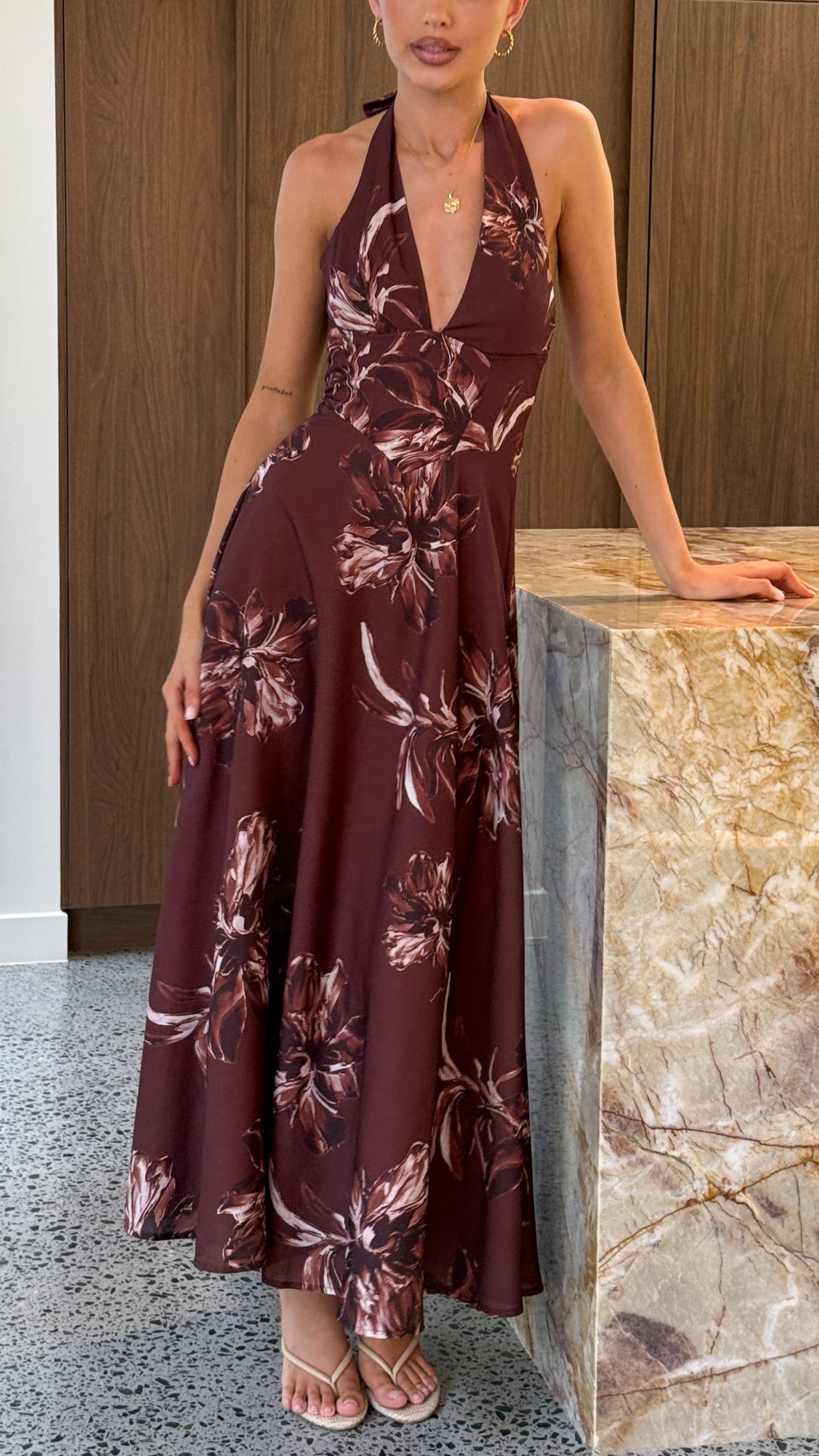 Skye Maxi Dress - Chocolate Flower - Billy J