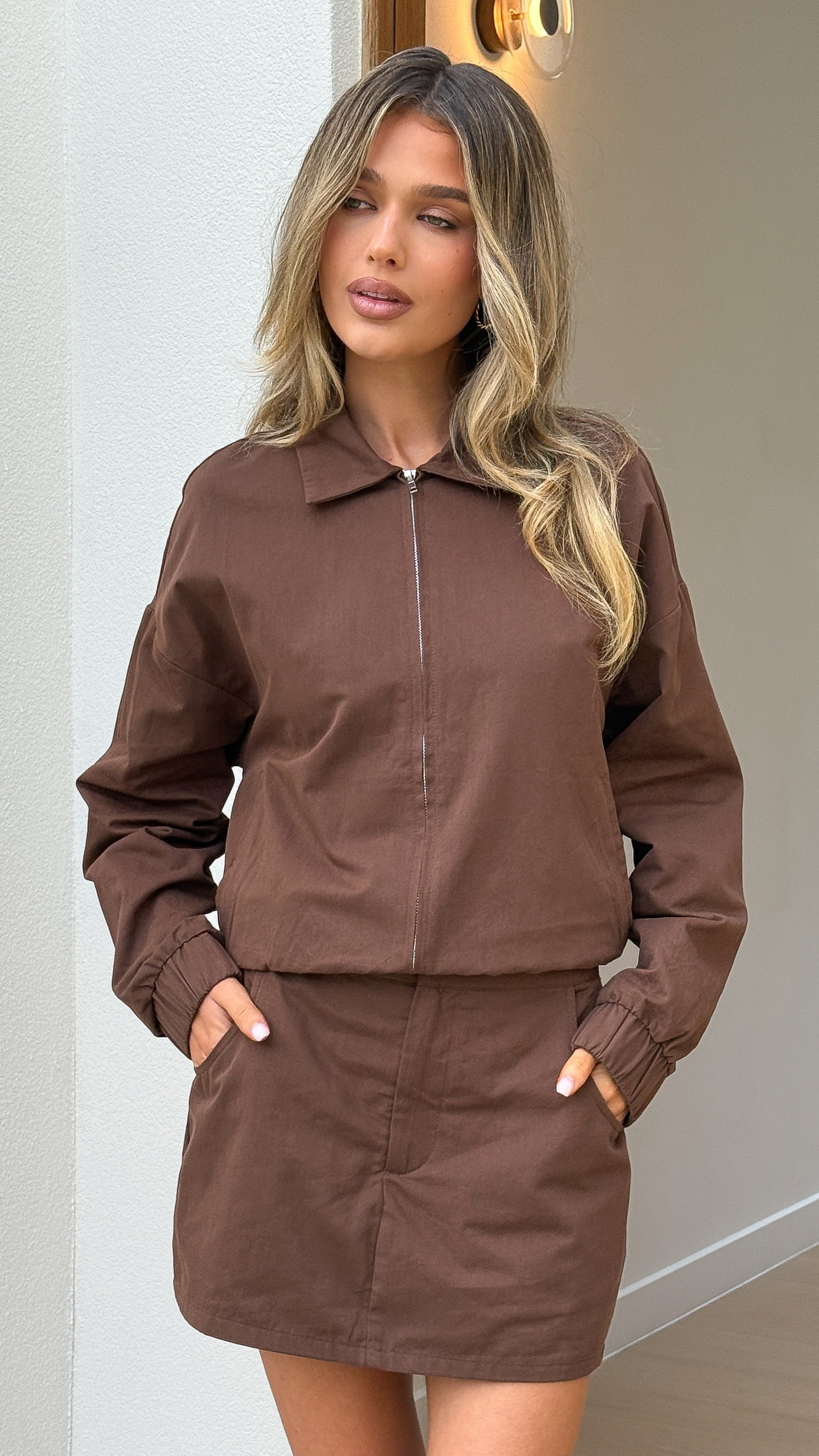 Grace Bomber Jacket - Chocolate - Billy J