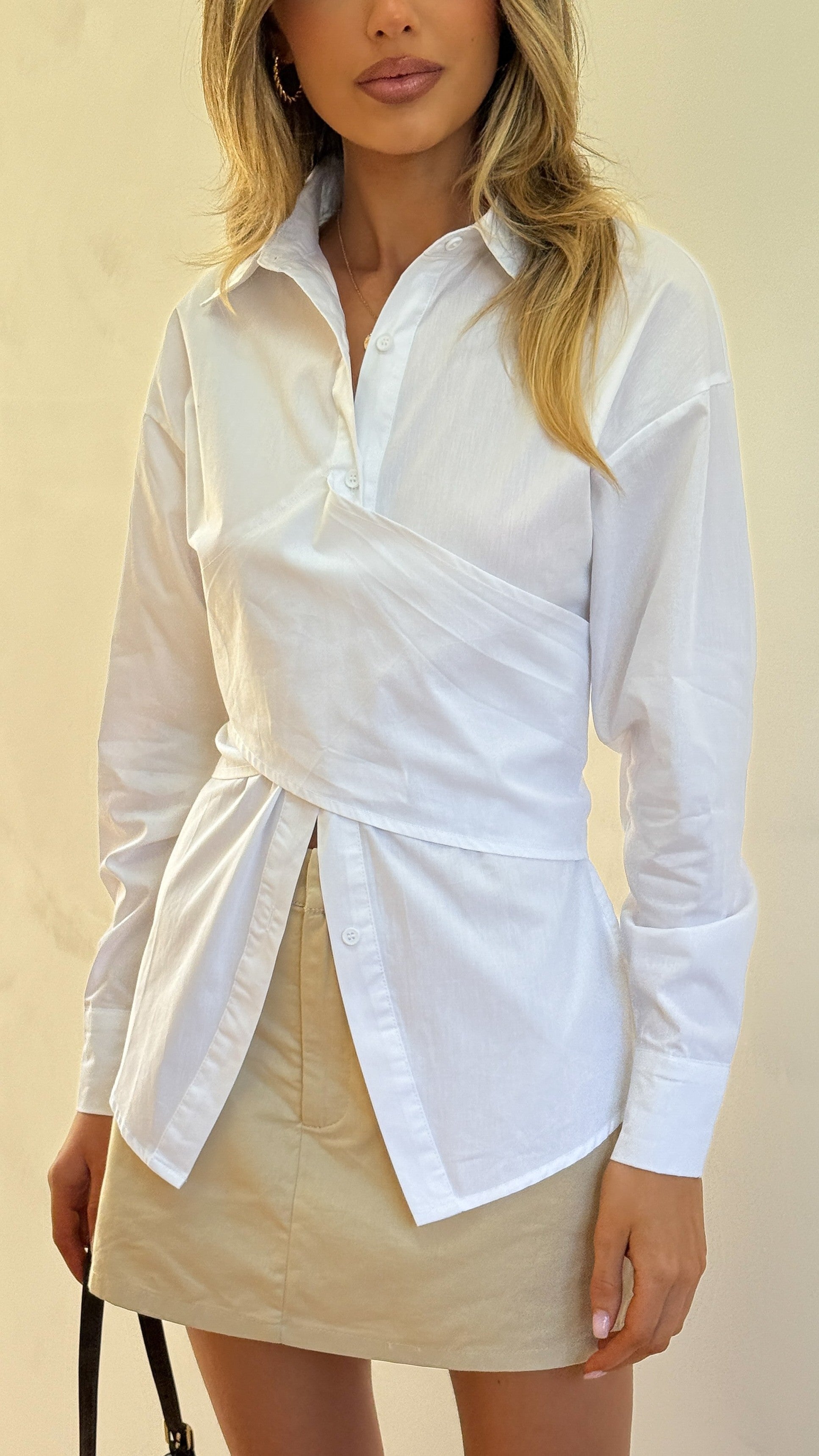 Ayla Long Sleeve Top - White - Billy J