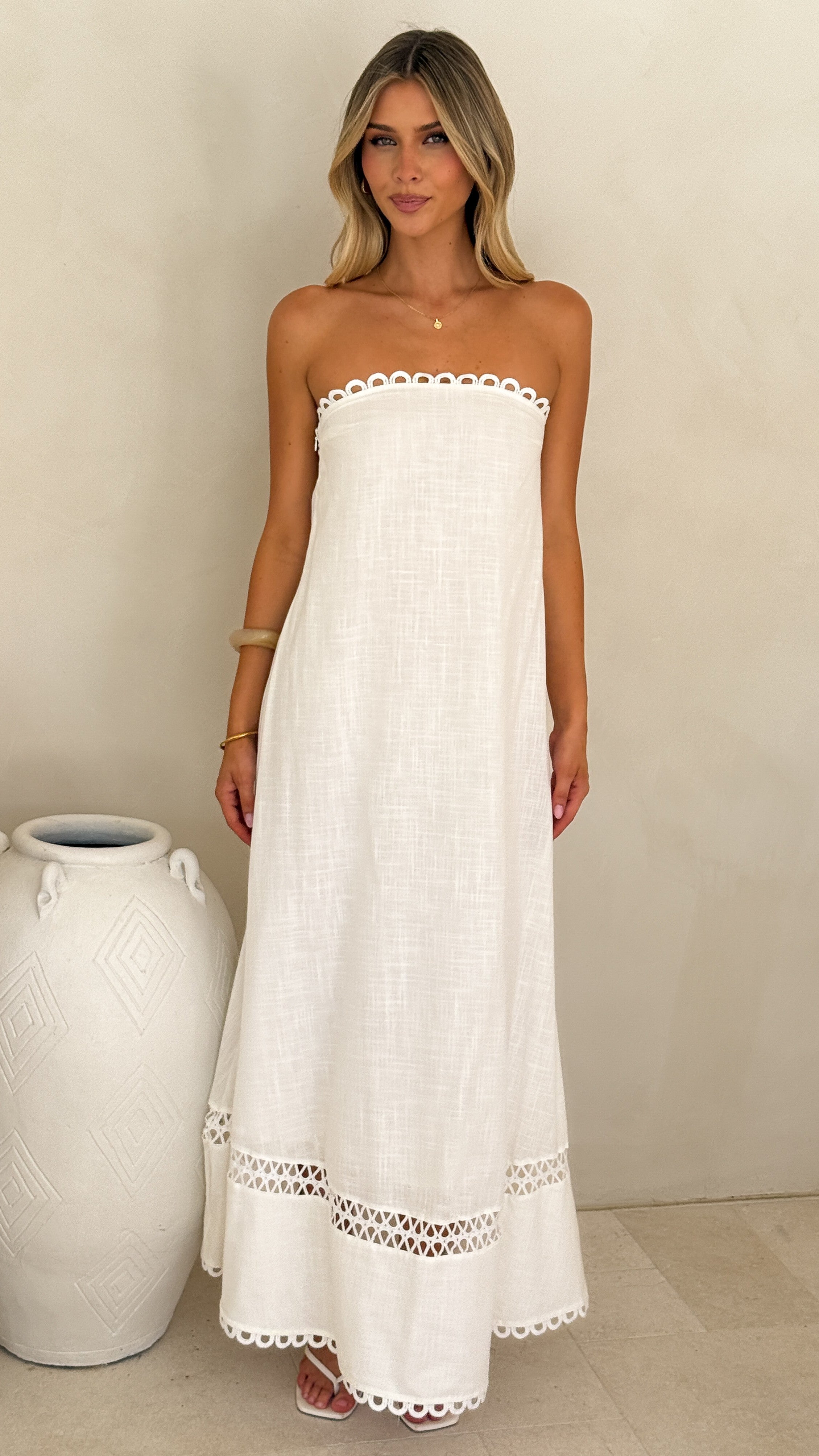 Sandra Maxi Dress - White - Billy J