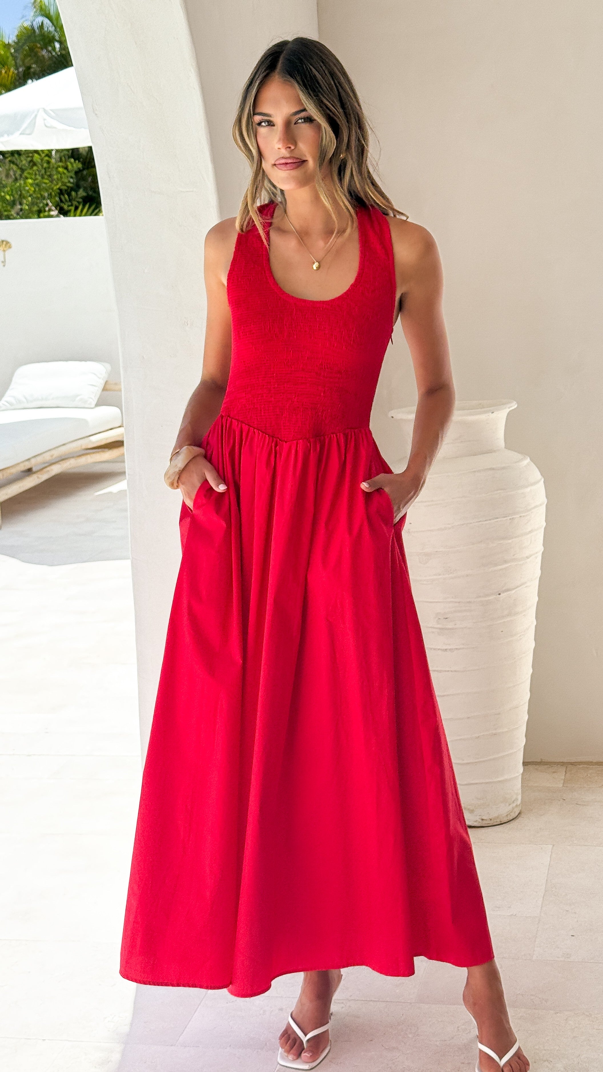 Maia Maxi Dress - Red - Billy J