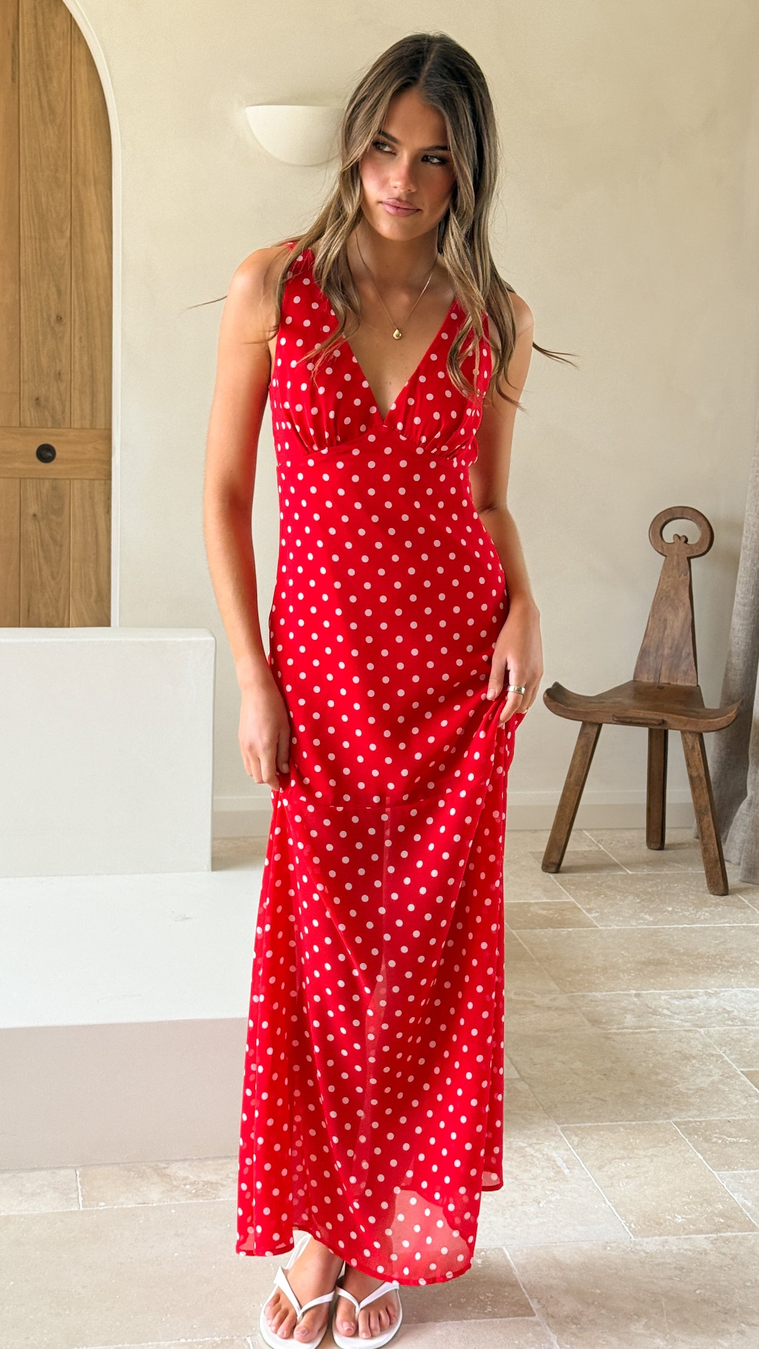 Oriella Maxi Dress - Red Polka - Billy J
