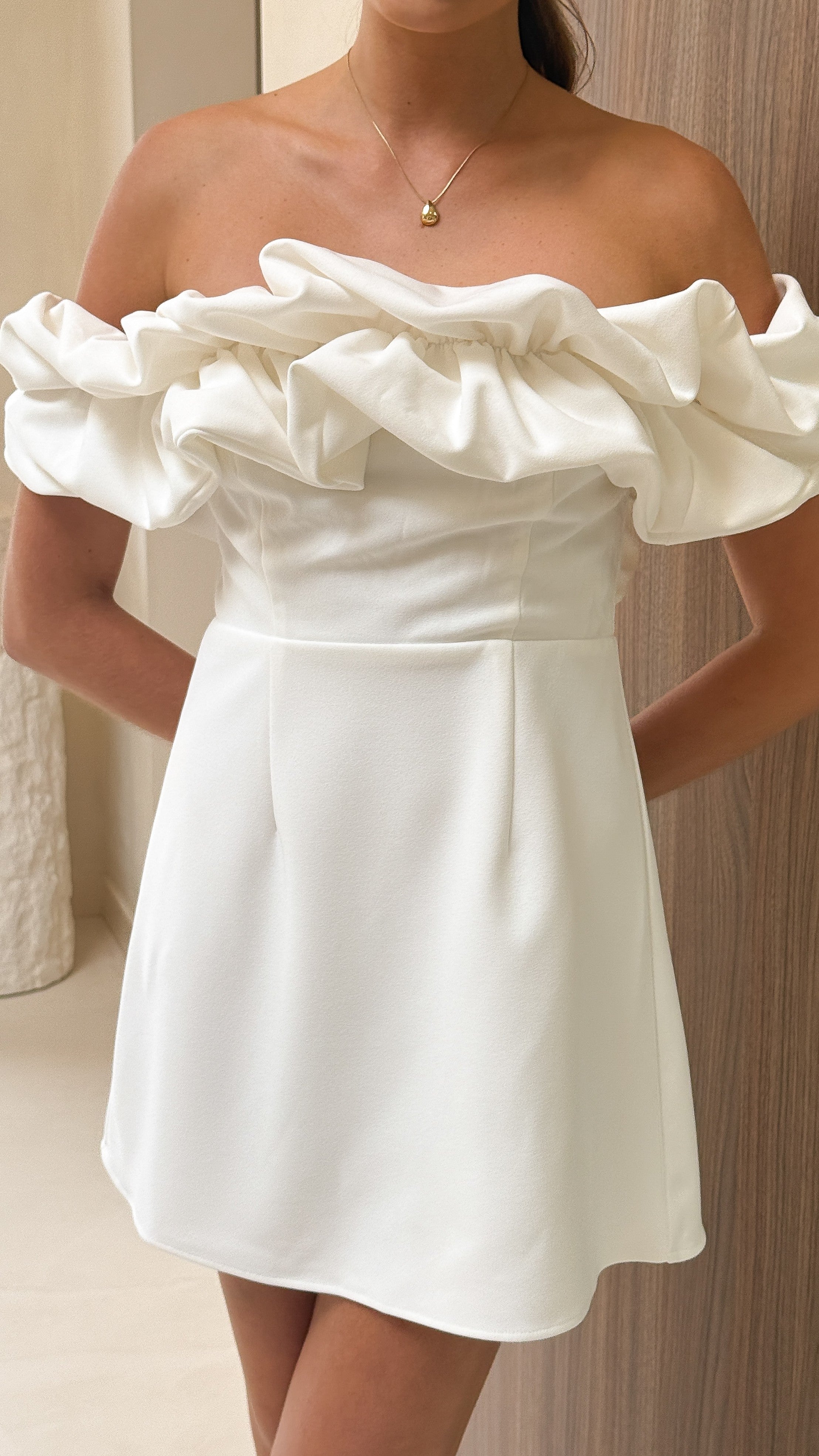 Bernadette Mini Dress - White - Billy J