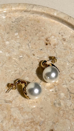 Classic Pearl 18K Gold Plated Earrings - Gold - Billy J