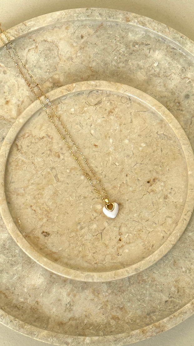 Jules Heart 18K Gold Plated Necklace - White - Billy J