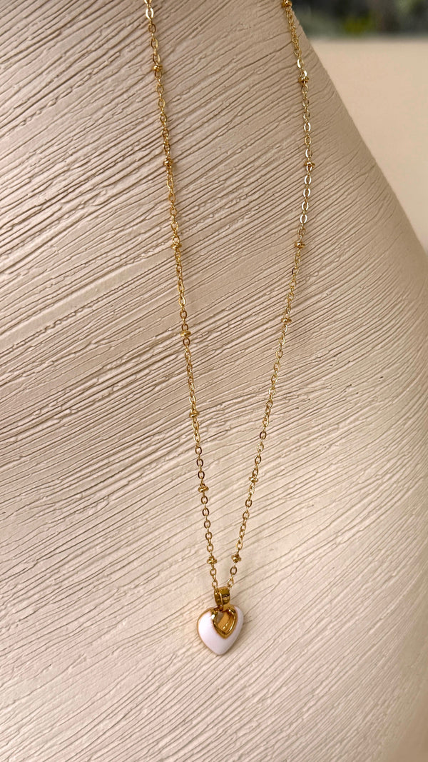 Jules Heart 18K Gold Plated Necklace - White - Billy J