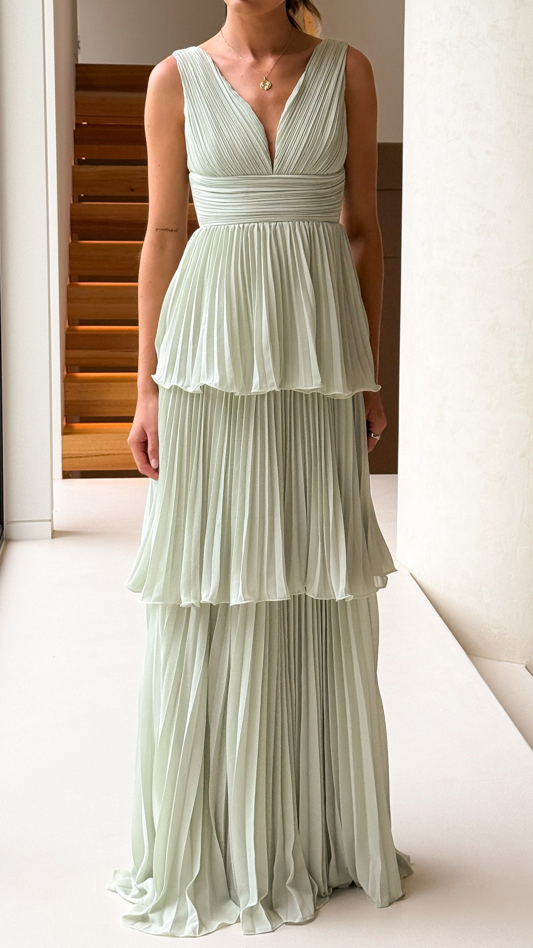 Kaelan Tiered Maxi Dress - Sage - Billy J