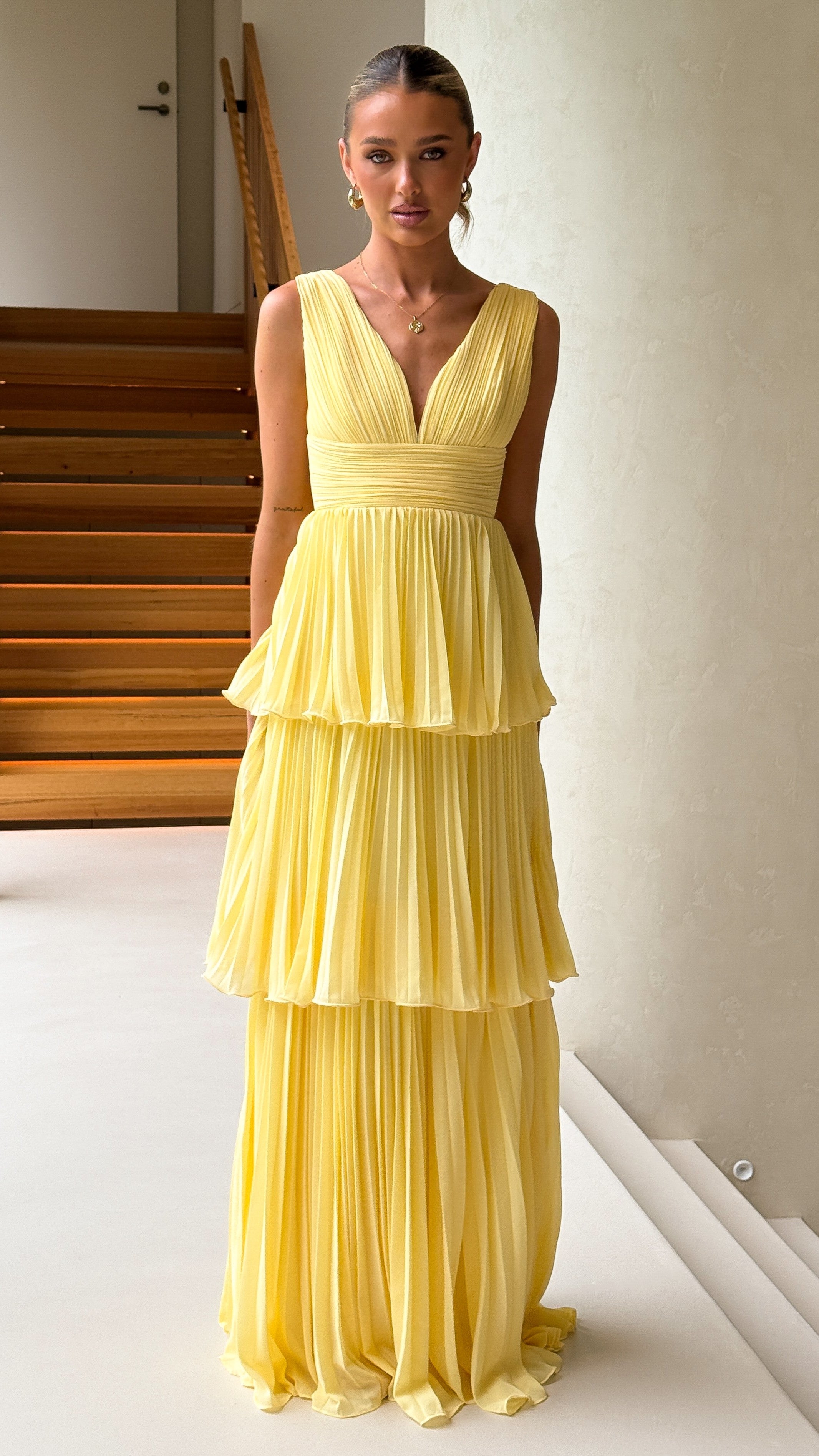 Kaelan Tiered Maxi Dress - Butter - Billy J