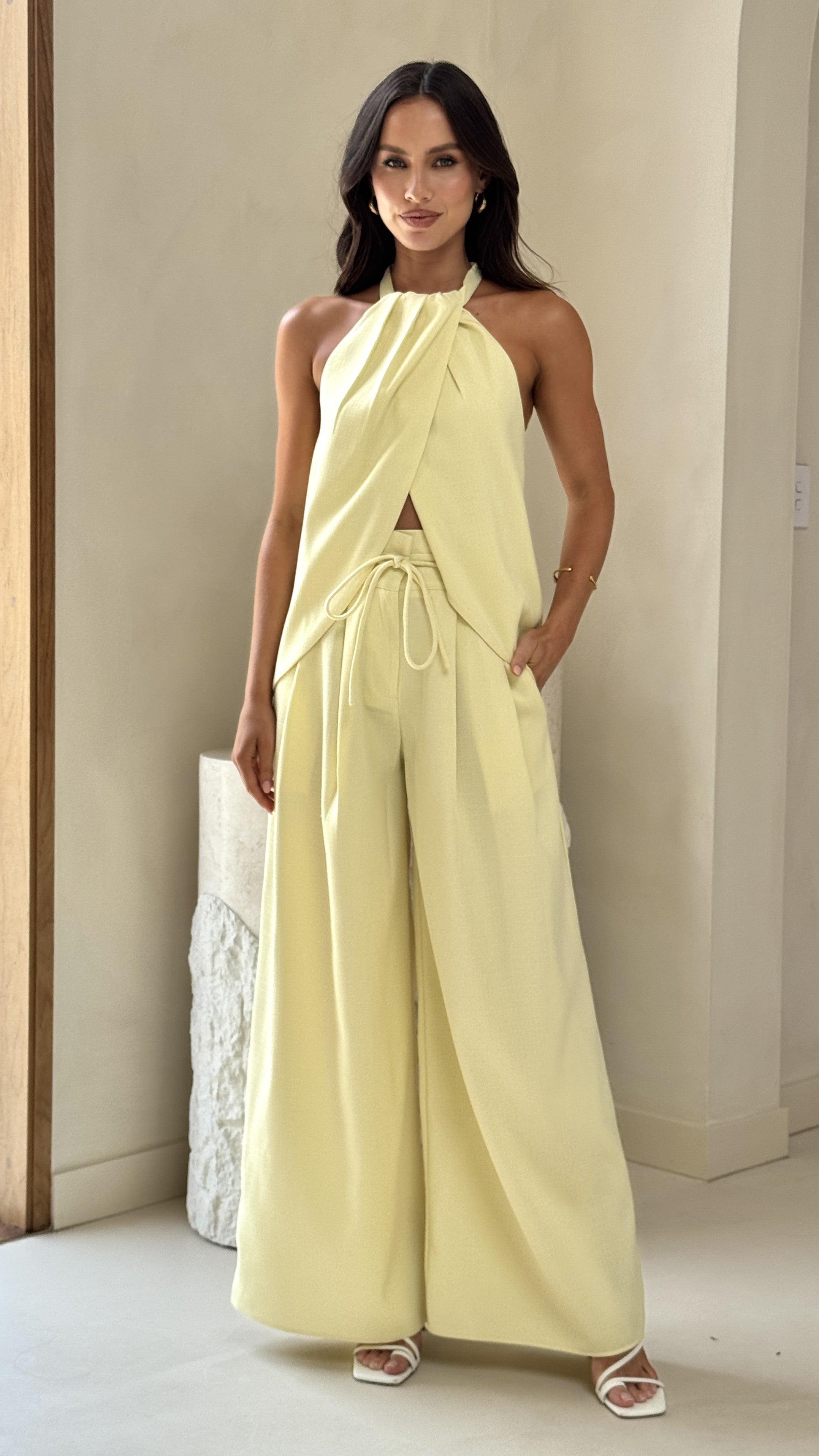 Melinda High Waist Pants - Soft Yellow - Billy J