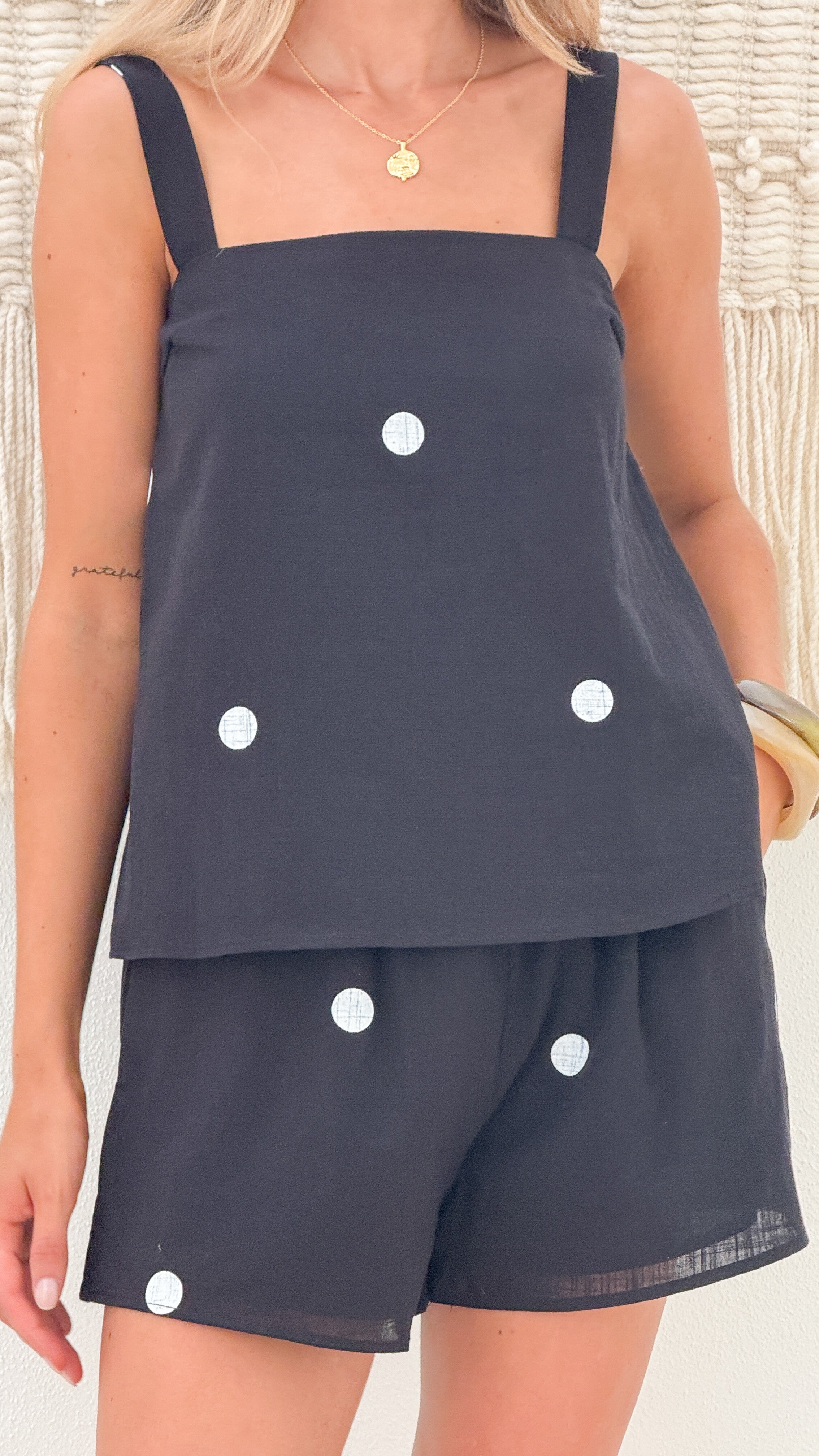 Jorja Top and Shorts Set - Black Polka - Billy J