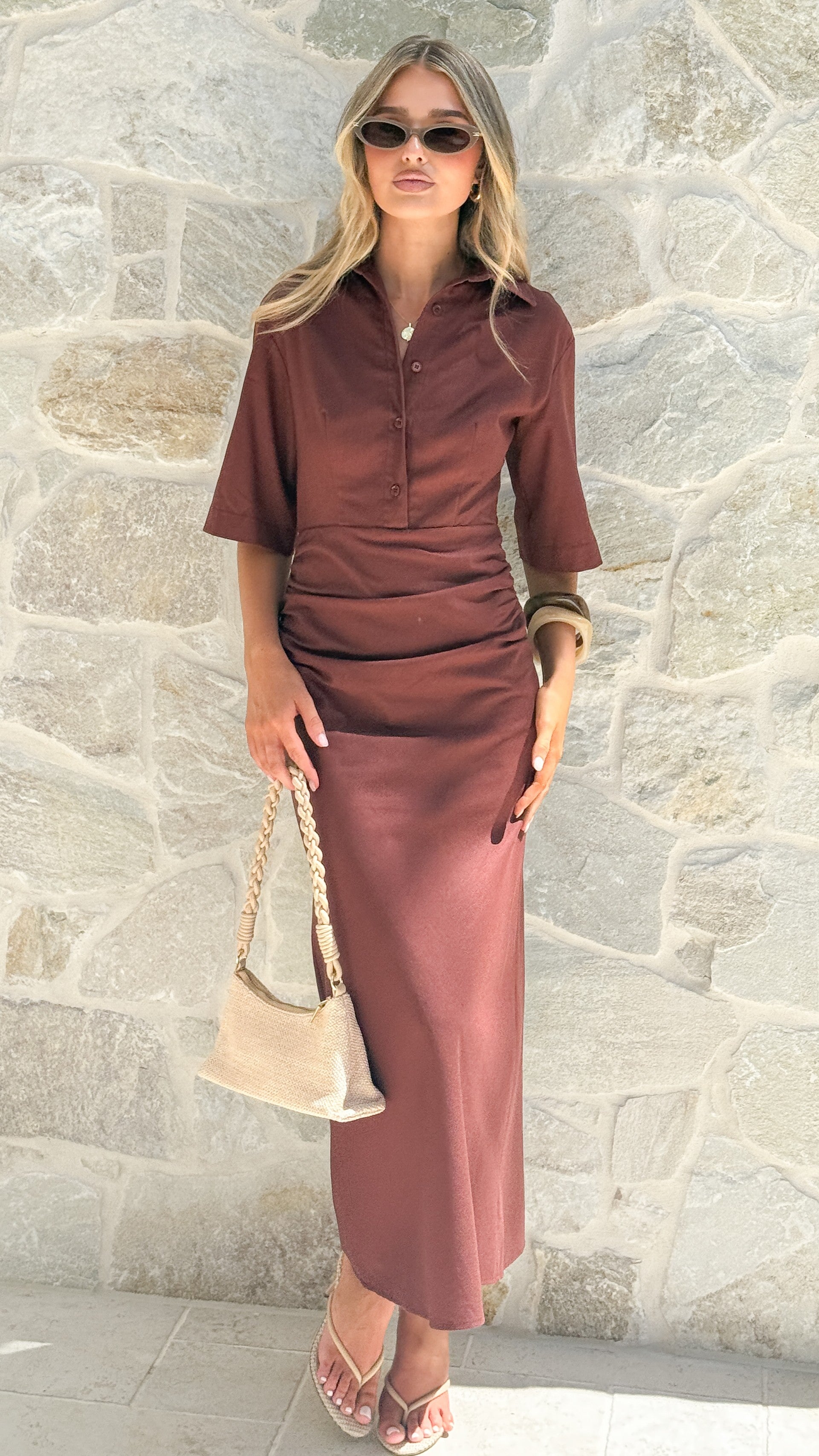 Sydney Maxi Dress - Chocolate - Billy J