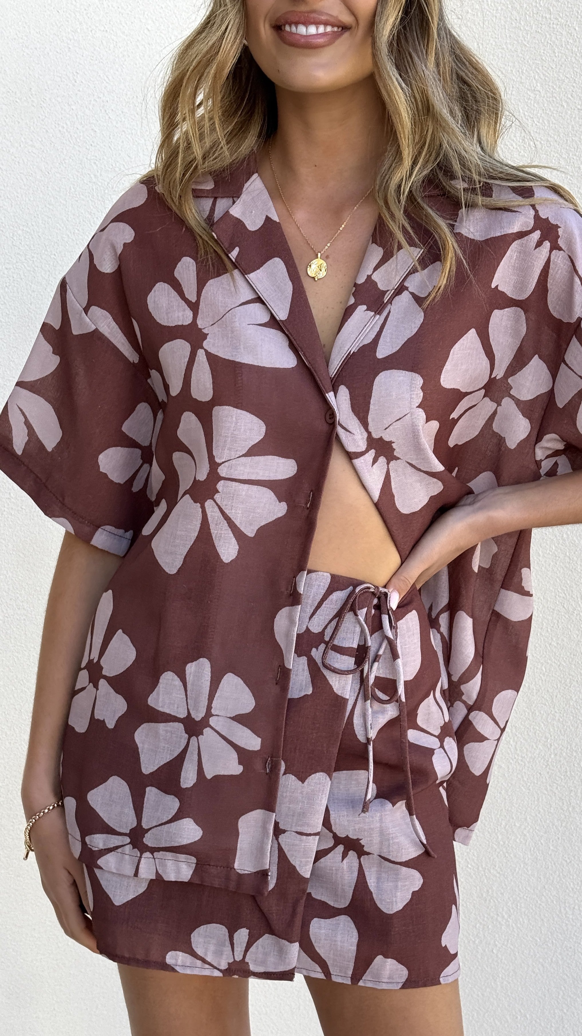 Abilene Button Up Shirt - Brown Daylillies - Billy J