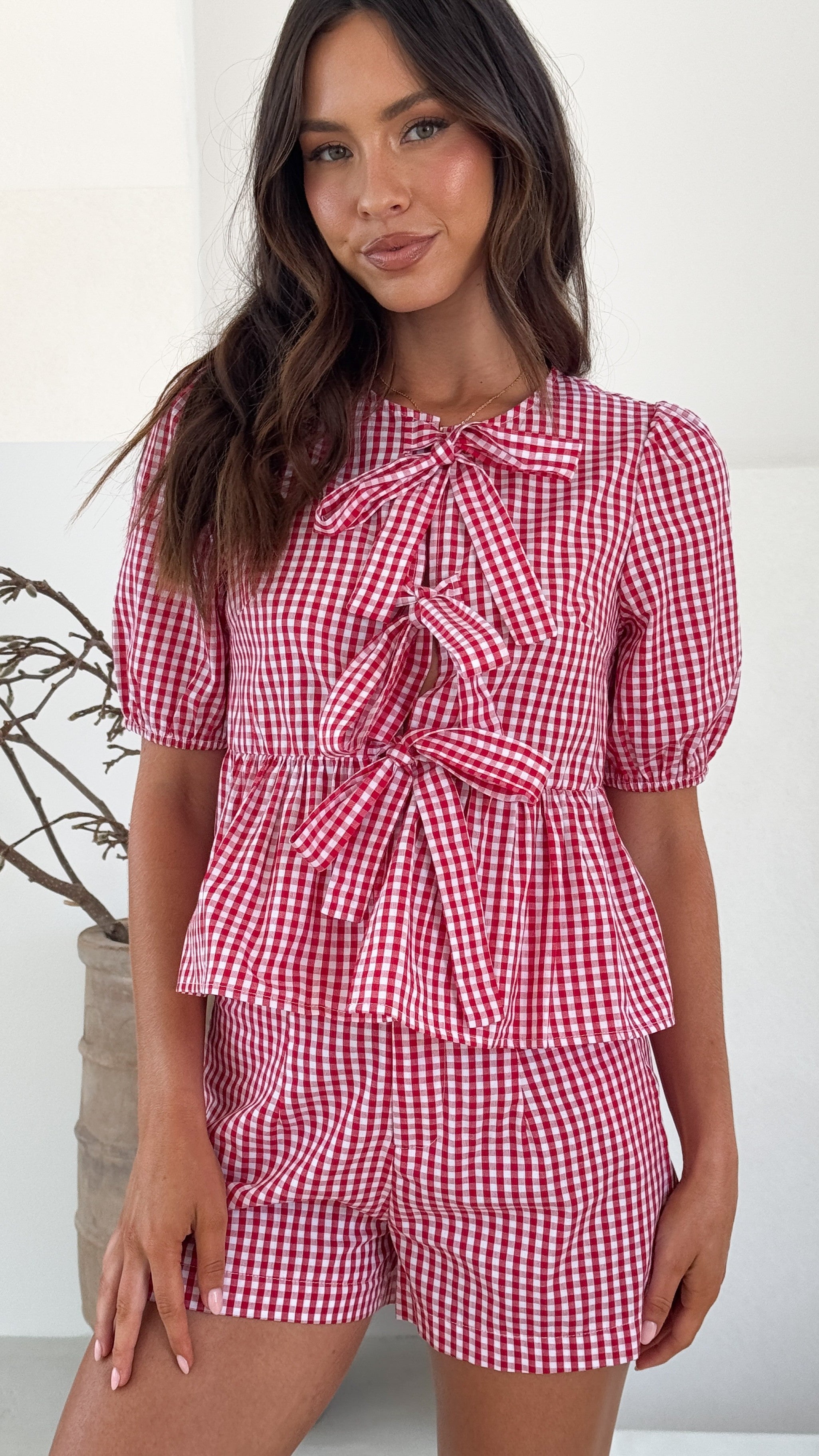 Belle Shorts - Red Check - Billy J