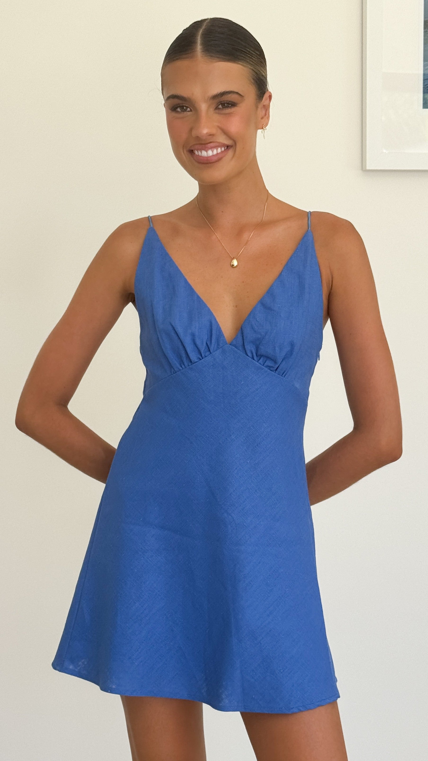 Halina Mini Dress - Blue - Billy J