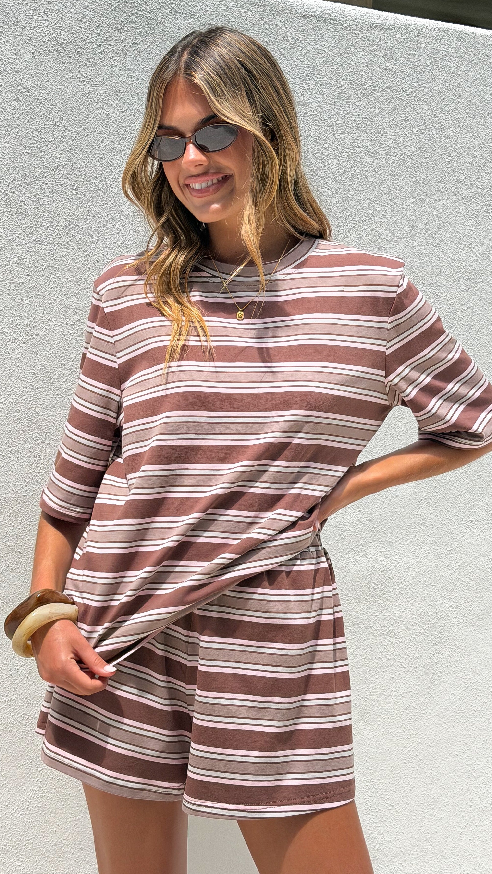 Casey Shorts - Chocolate / Beige Stripe - Billy J