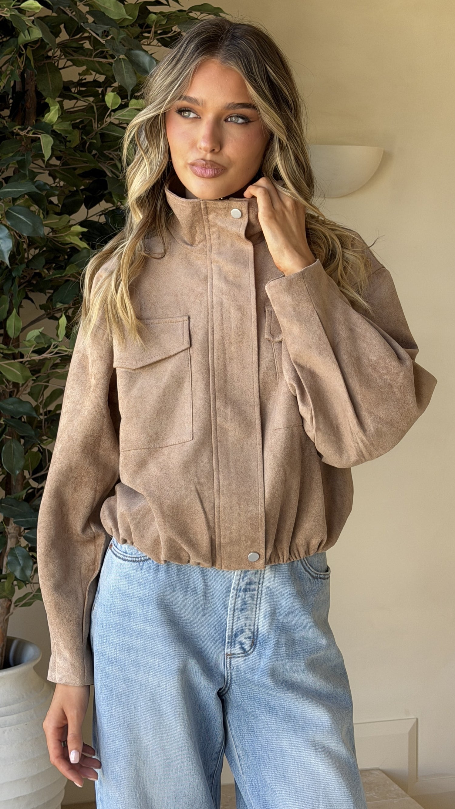Josh Funnel Neck Jacket - Beige - Billy J