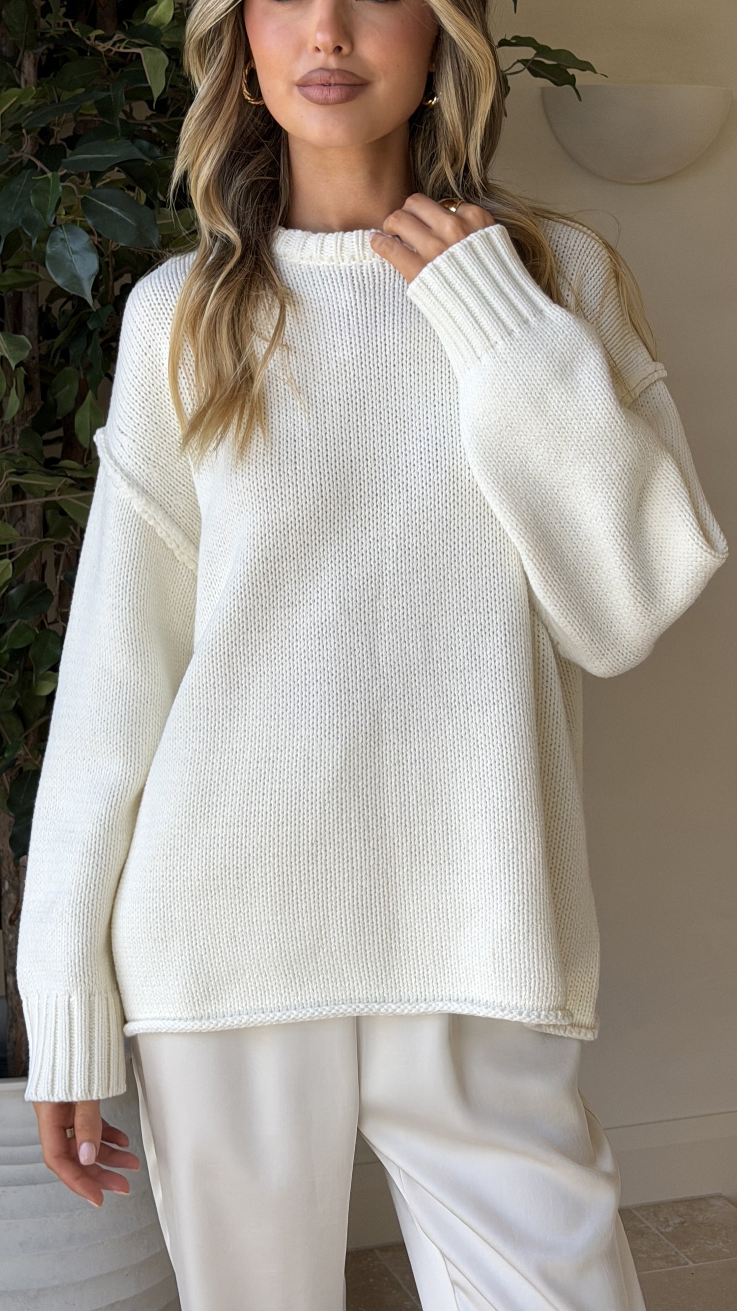 Hayden Knit Jumper - White - Billy J