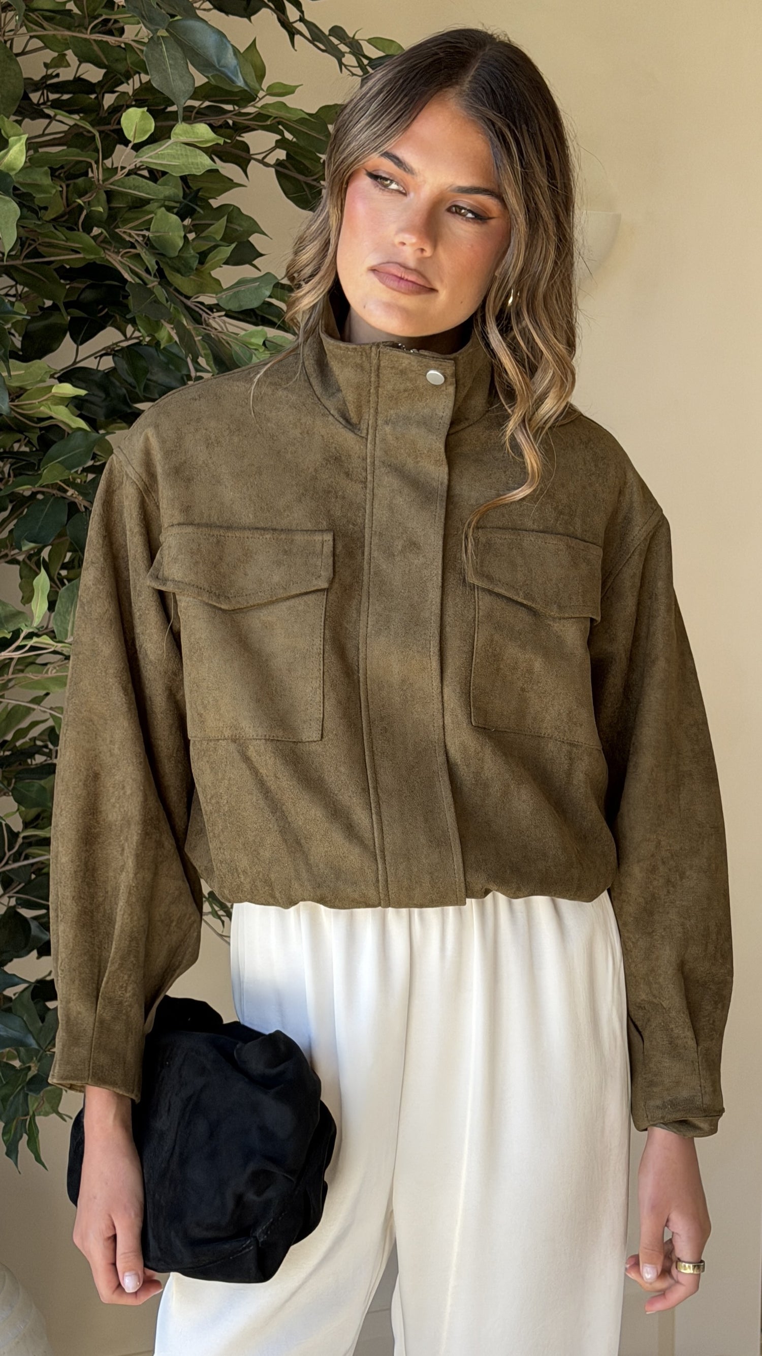 Josh Funnel Neck Jacket - Khaki - Billy J