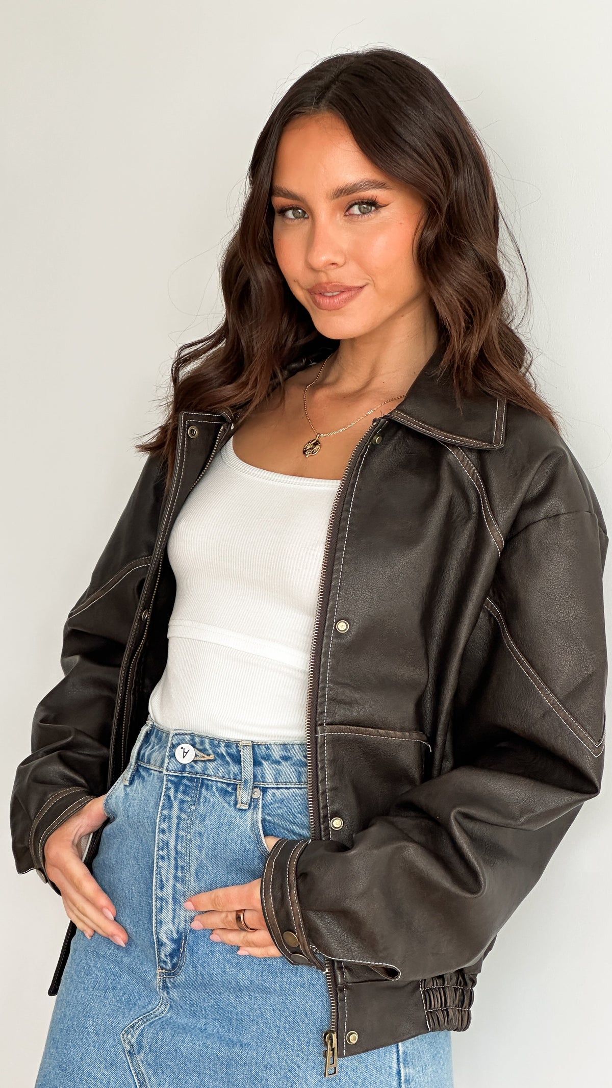 Jagger Bomber Jacket - Vintage Charcoal Brown - Billy J