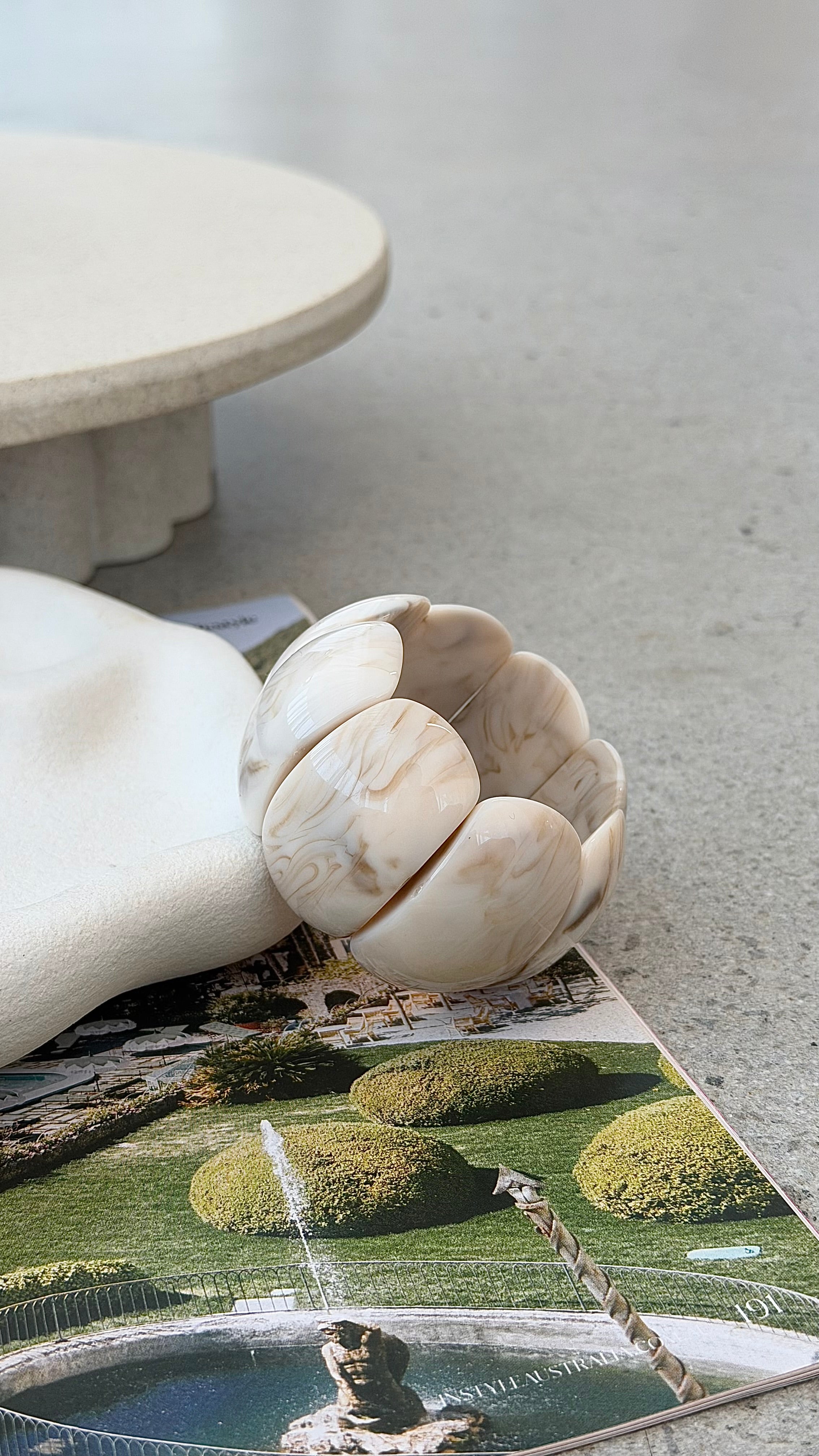 Whitney Stretch Bracelet - Cream Marble - Billy J