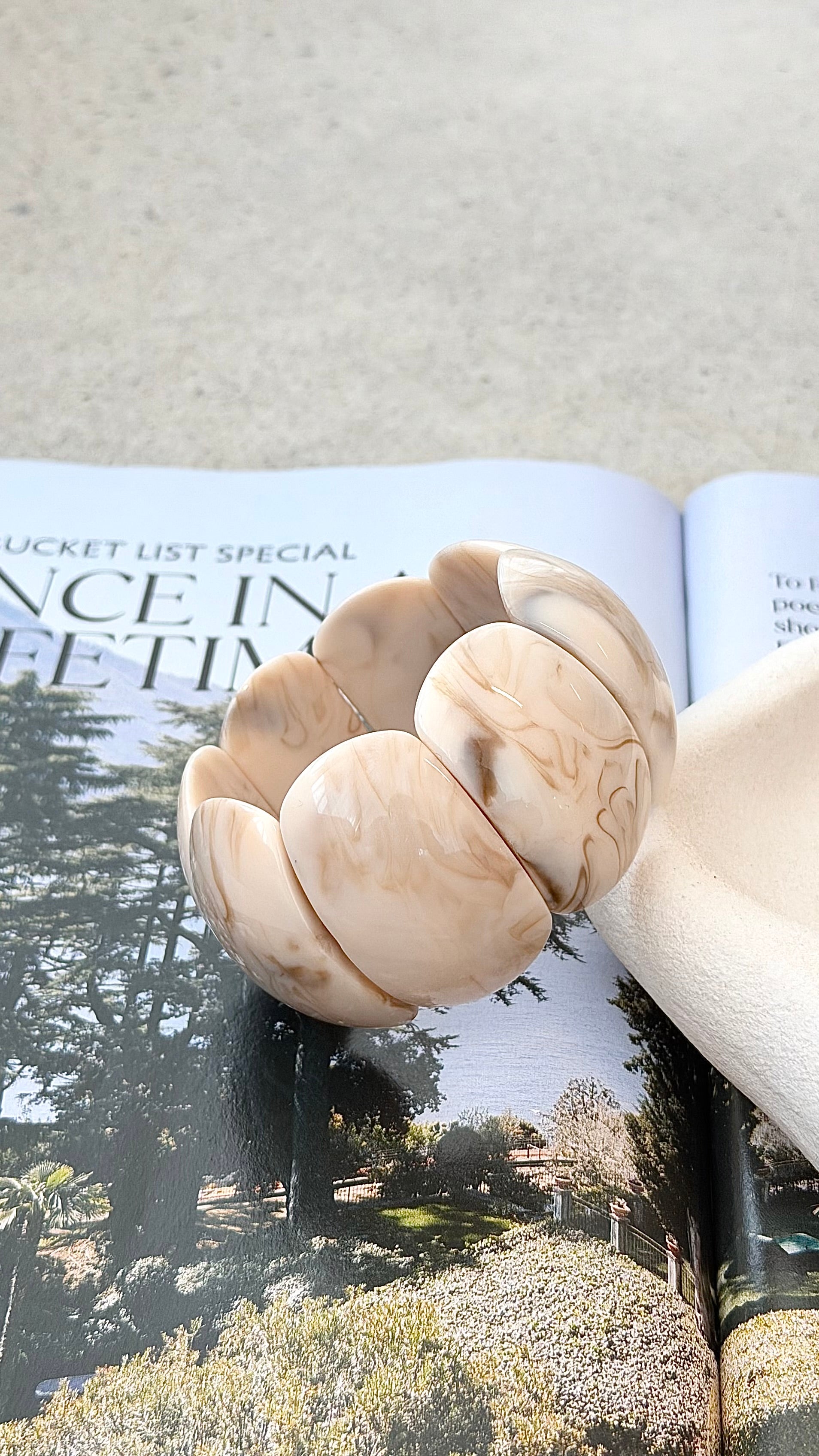 Whitney Stretch Bracelet - Cream Marble - Billy J