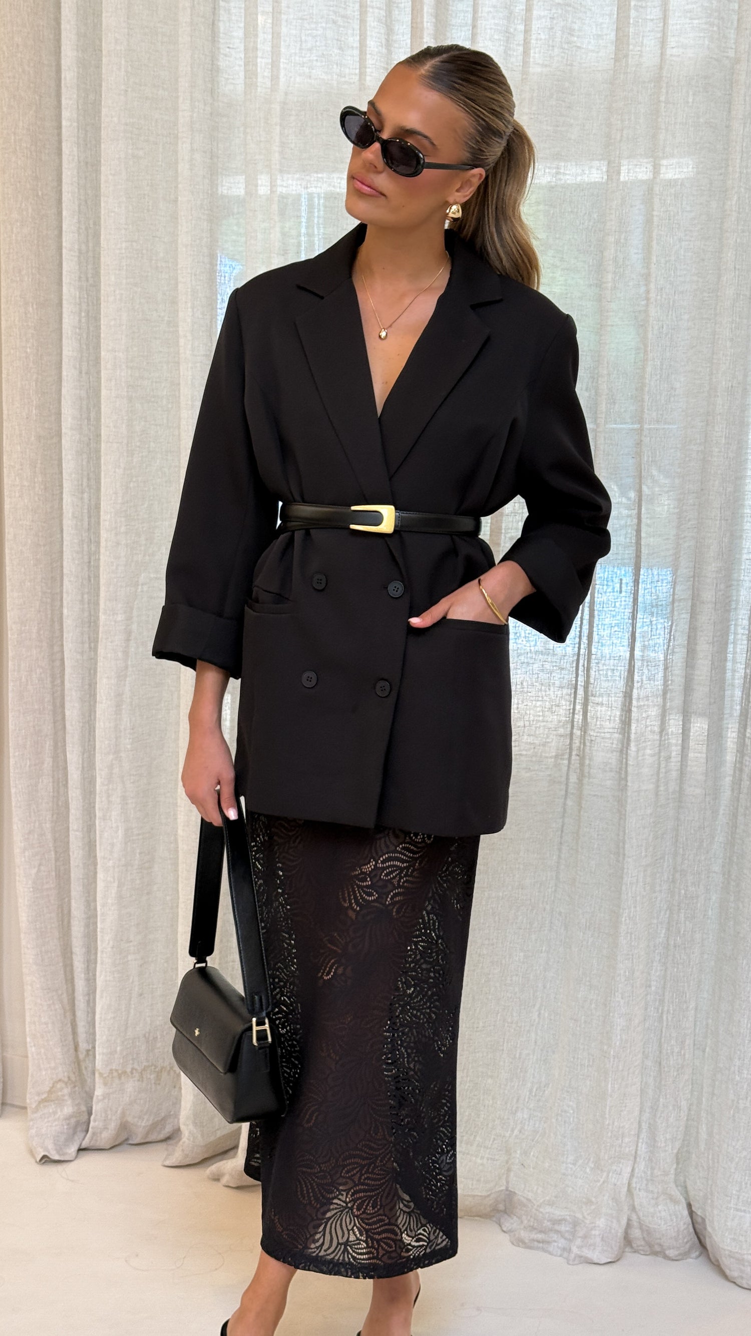 Louisa Lace Maxi Skirt - Black - Billy J