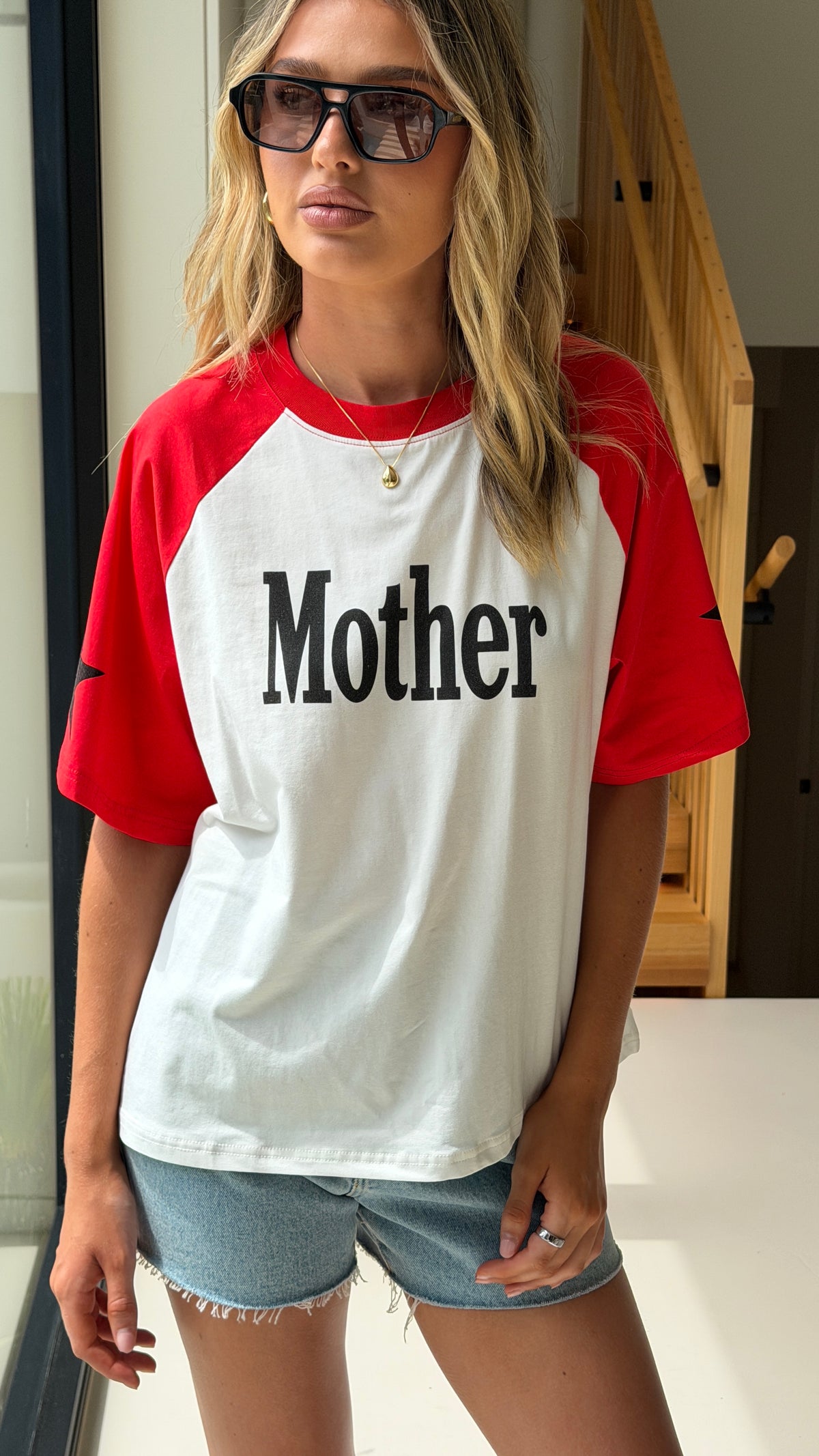 Mother Oversized T-Shirt - White/Red - Billy J
