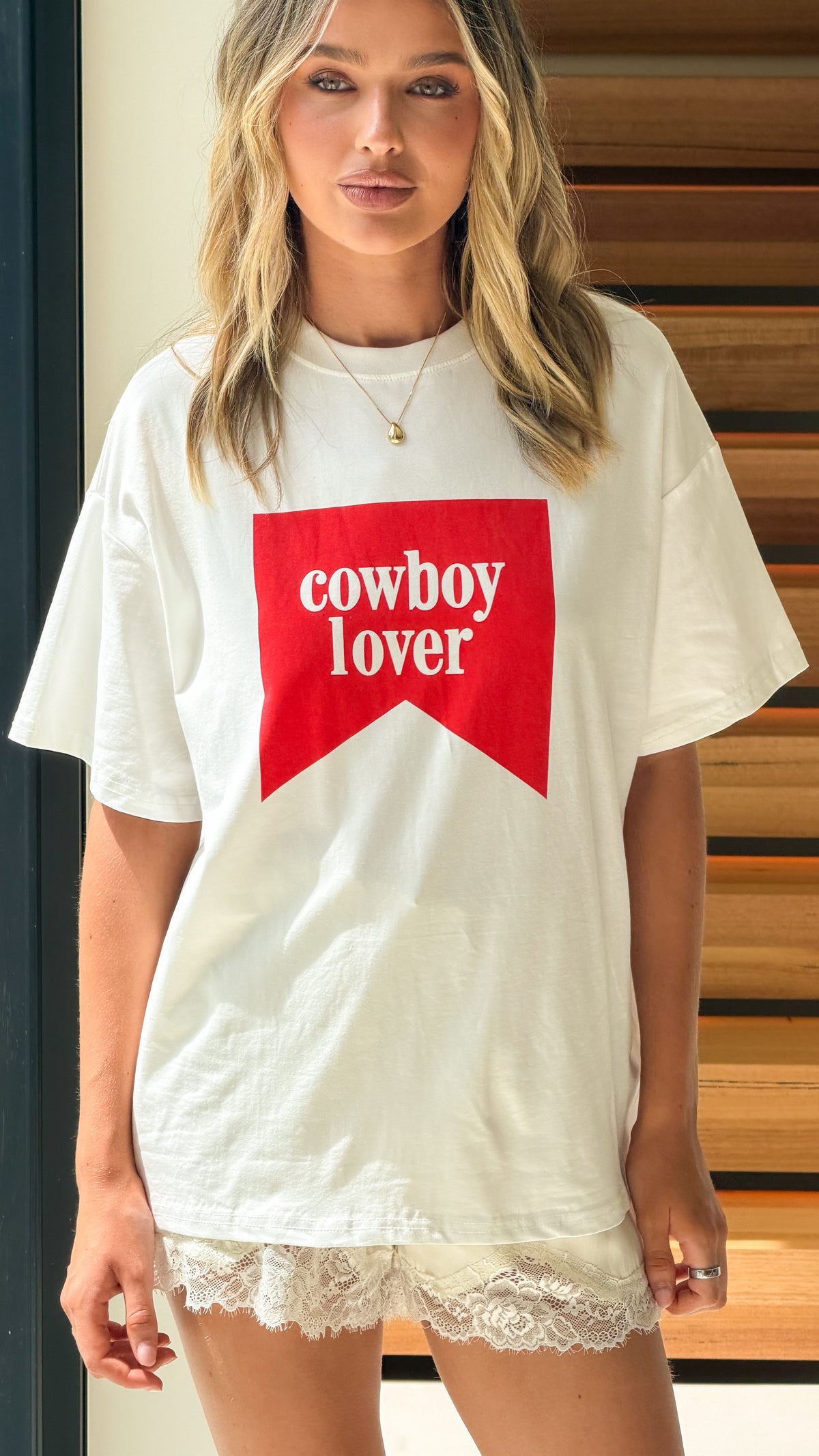 Cowboy Lover Oversized T-Shirt - White - Billy J