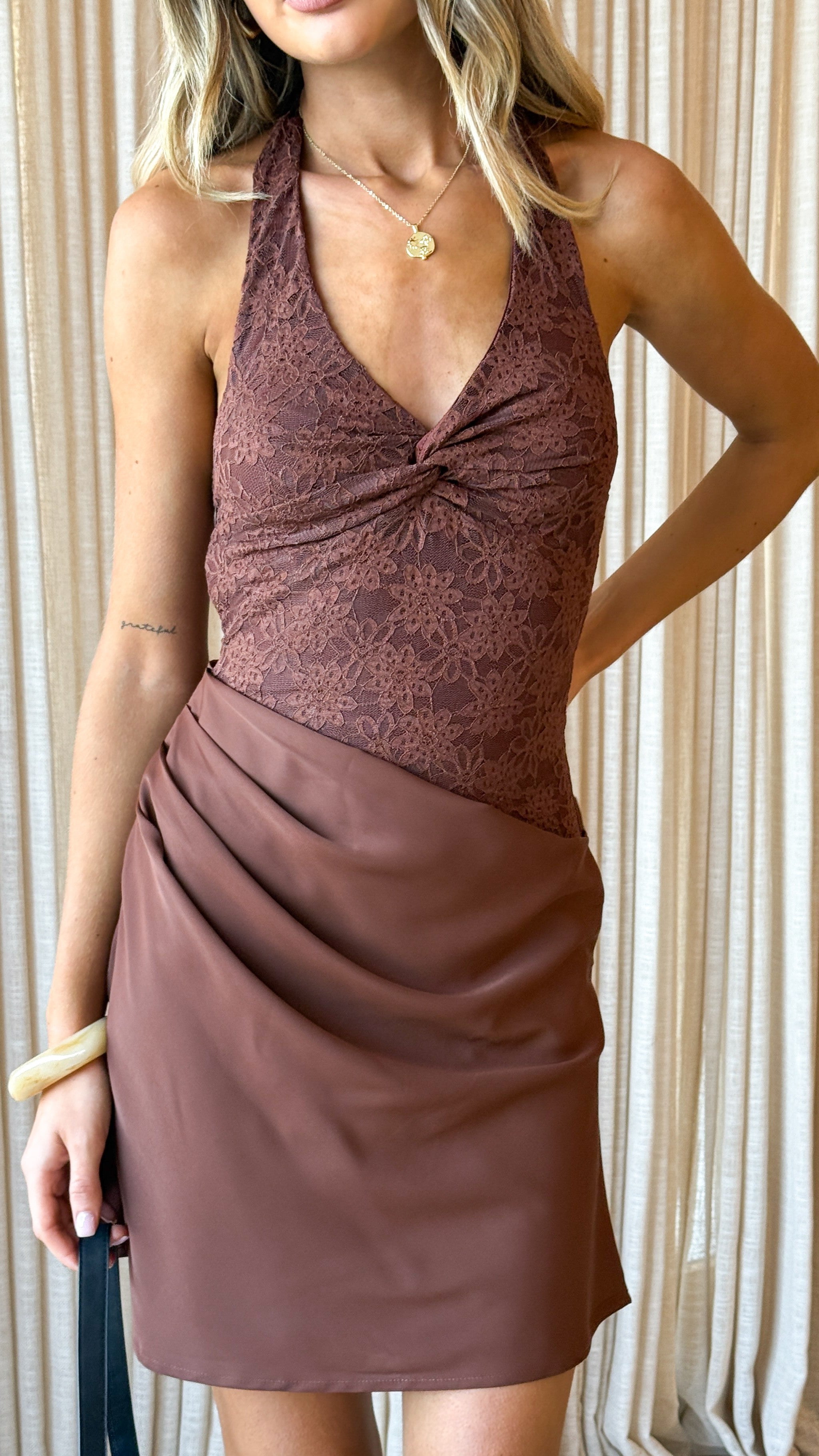 Samira Mini Dress - Brown - Billy J