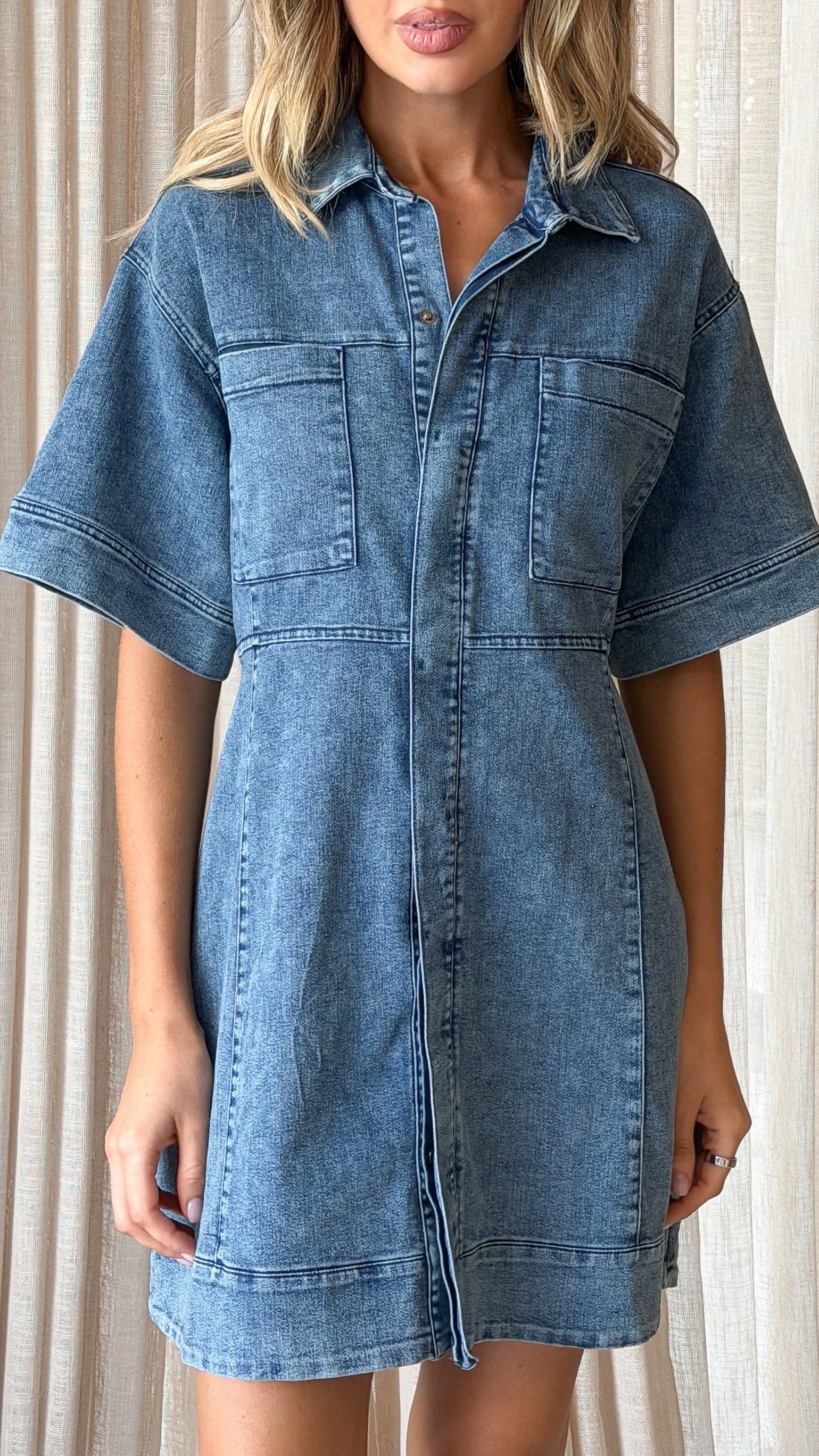 Reece Mini Dress - Denim - Billy J