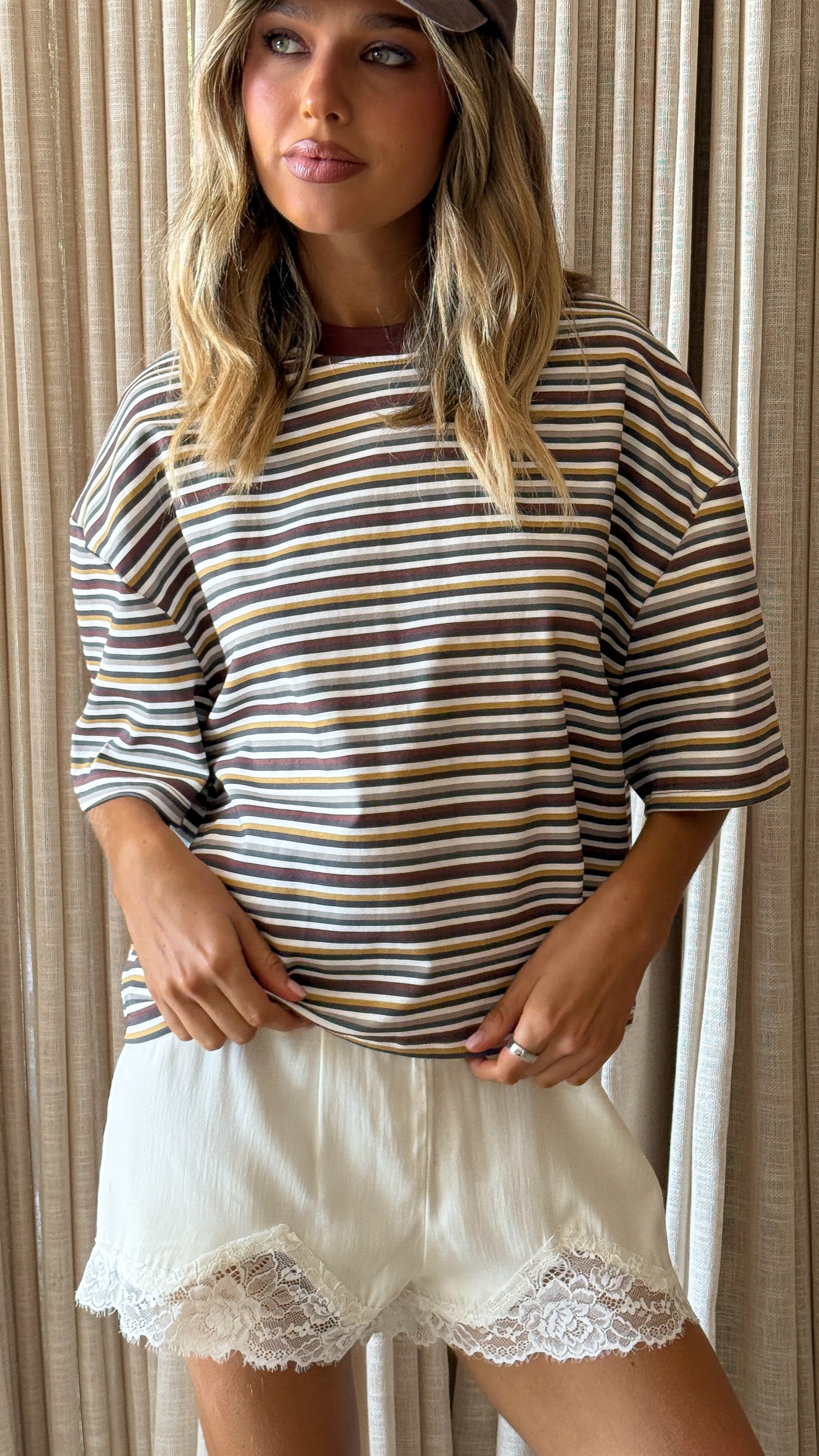 Paige Tee - Chocolate/Multi Stripe - Billy J