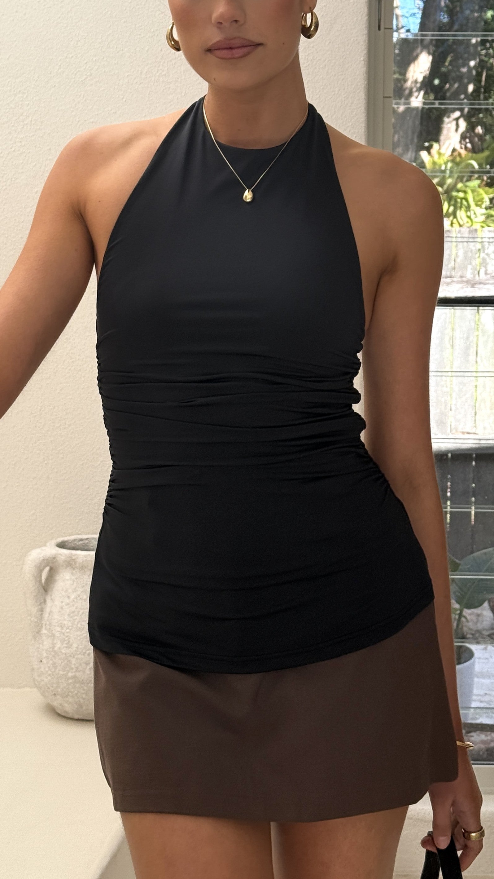 Ivy Halter Neck Top - Black - Billy J
