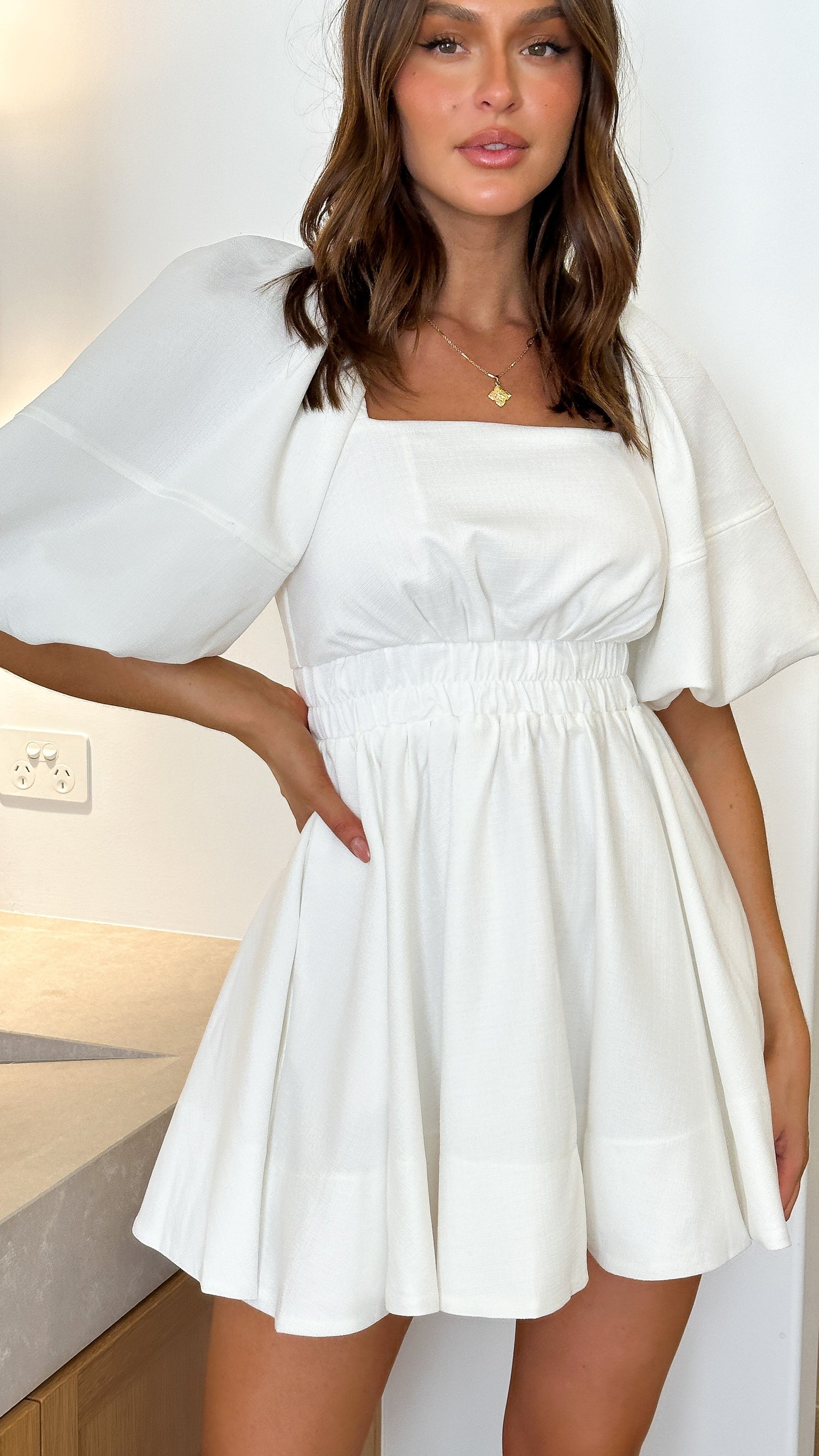 Amayah Mini Dress - White - Billy J