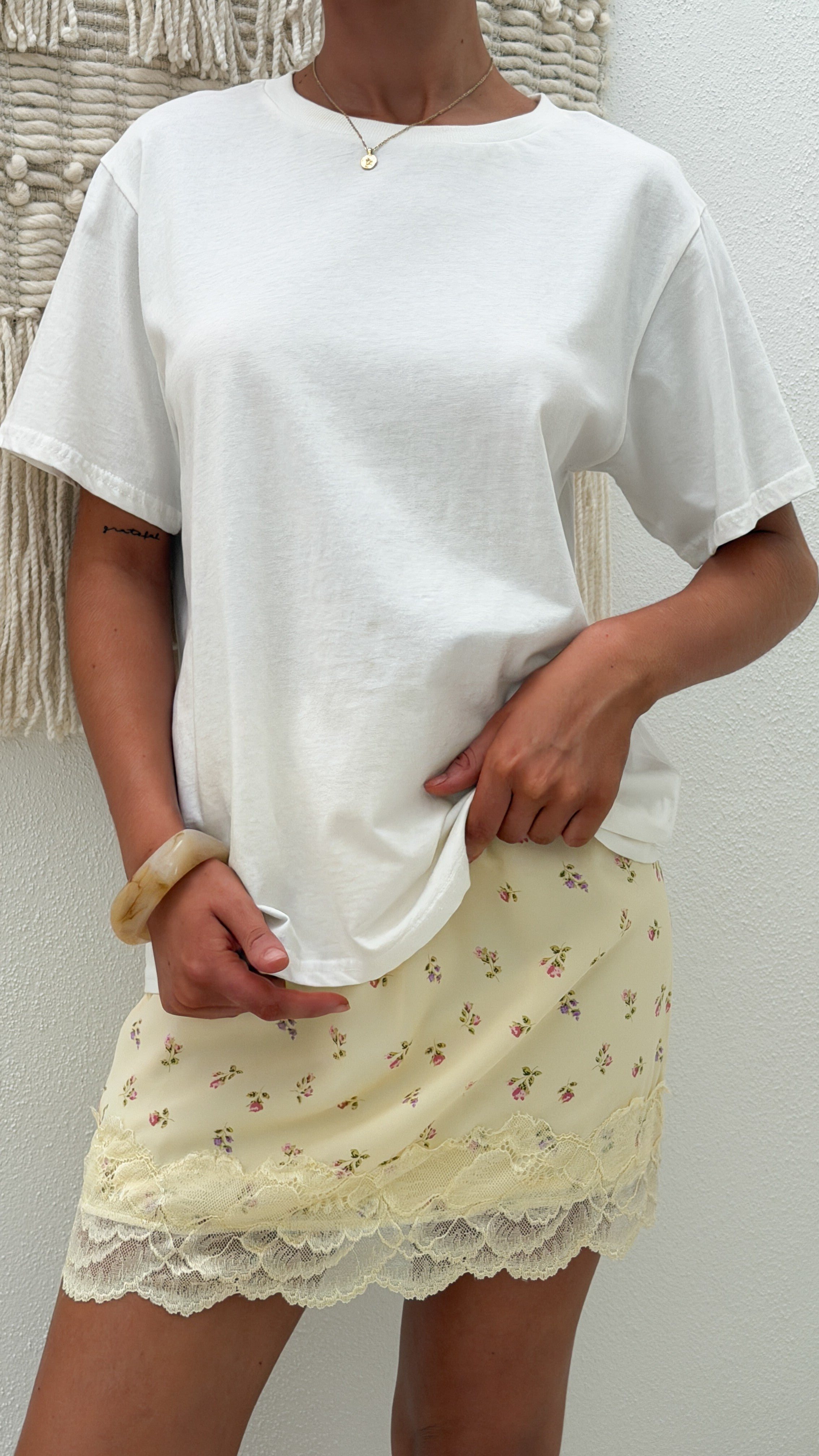 Kiki Lace Mini Skirt - Yellow Floral - Billy J