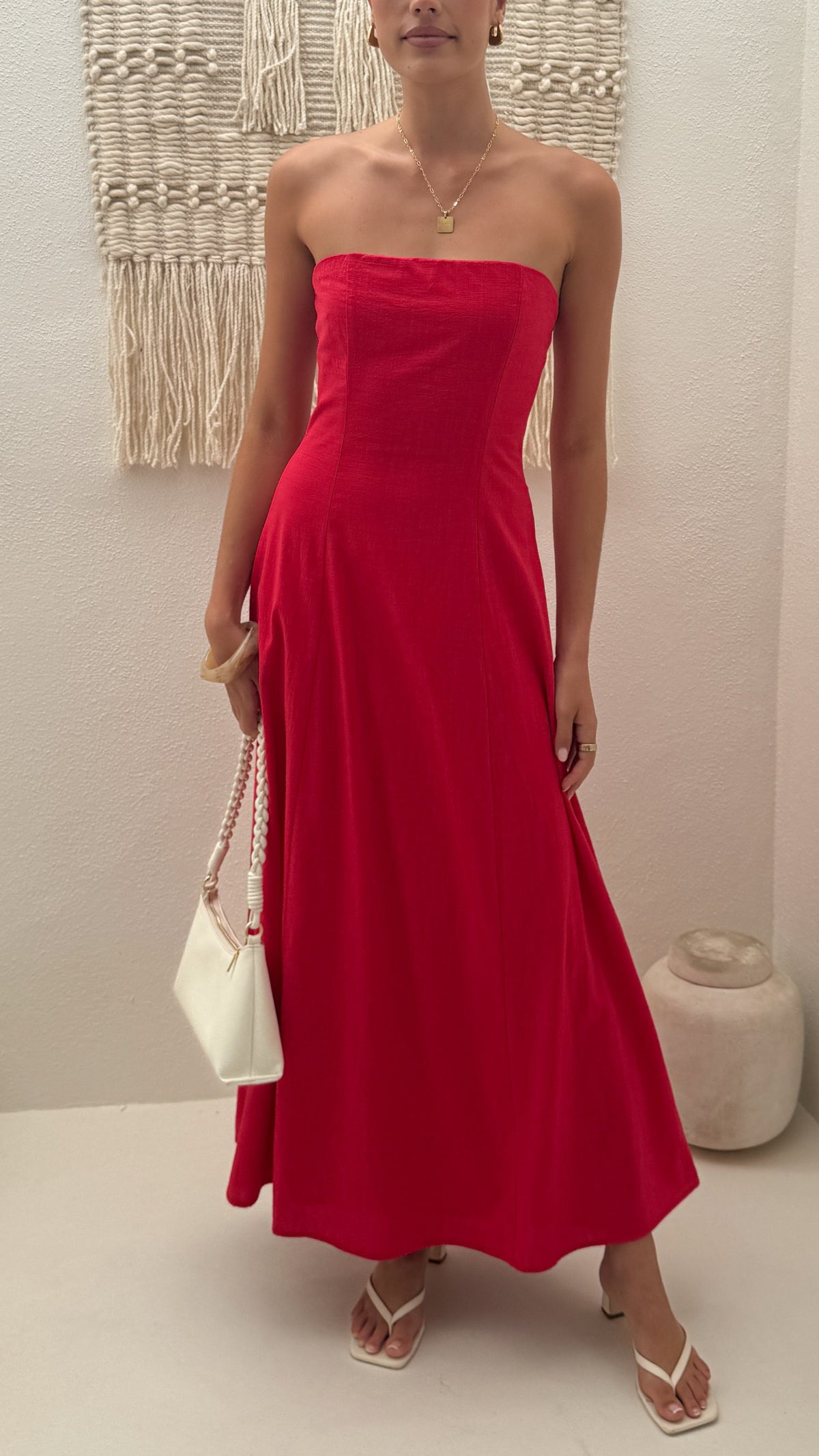 Astrid Strapless Maxi Dress - Red - Billy J
