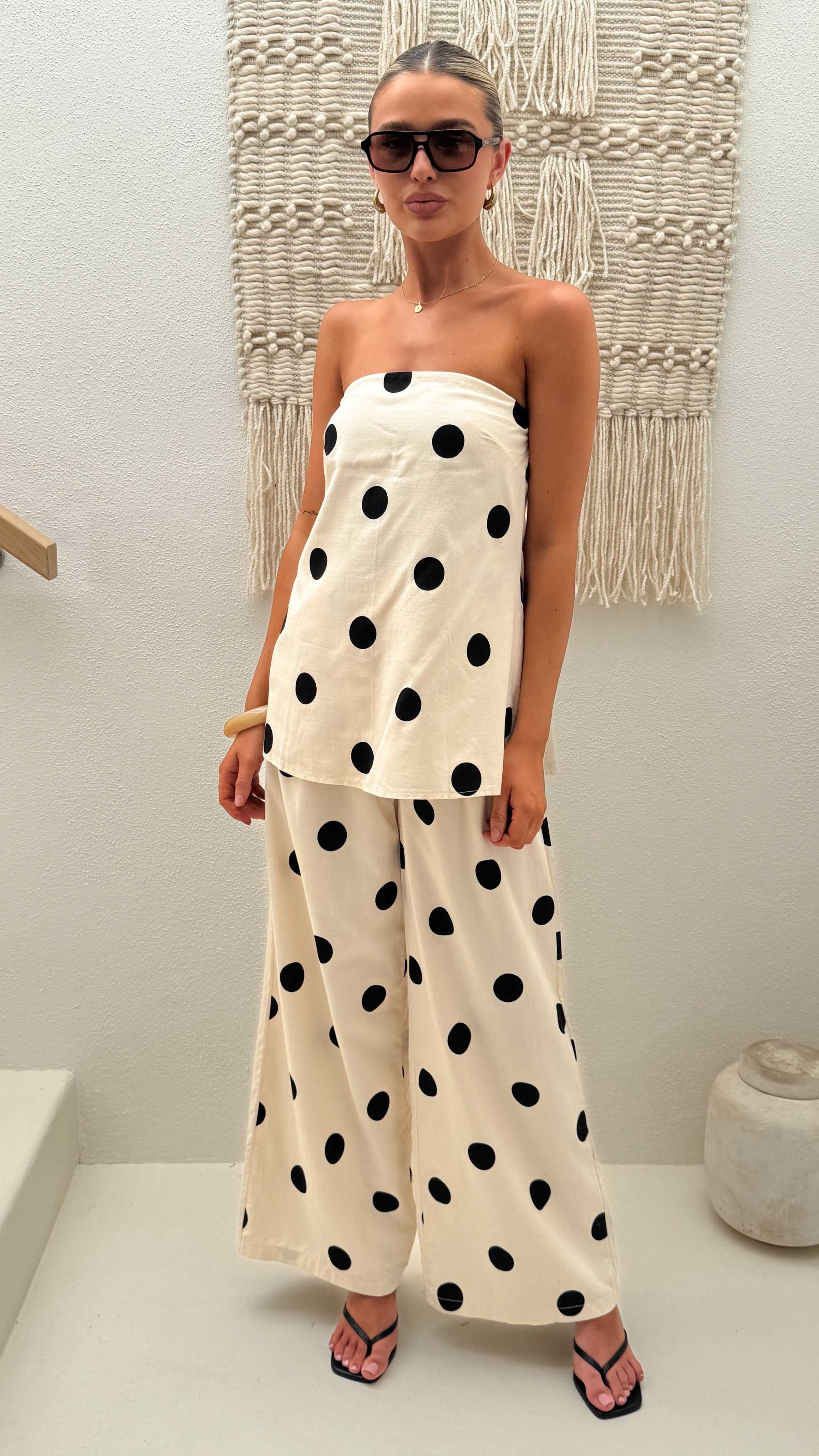 Hazelle Pants - Beige/Black Polka Dot - Billy J