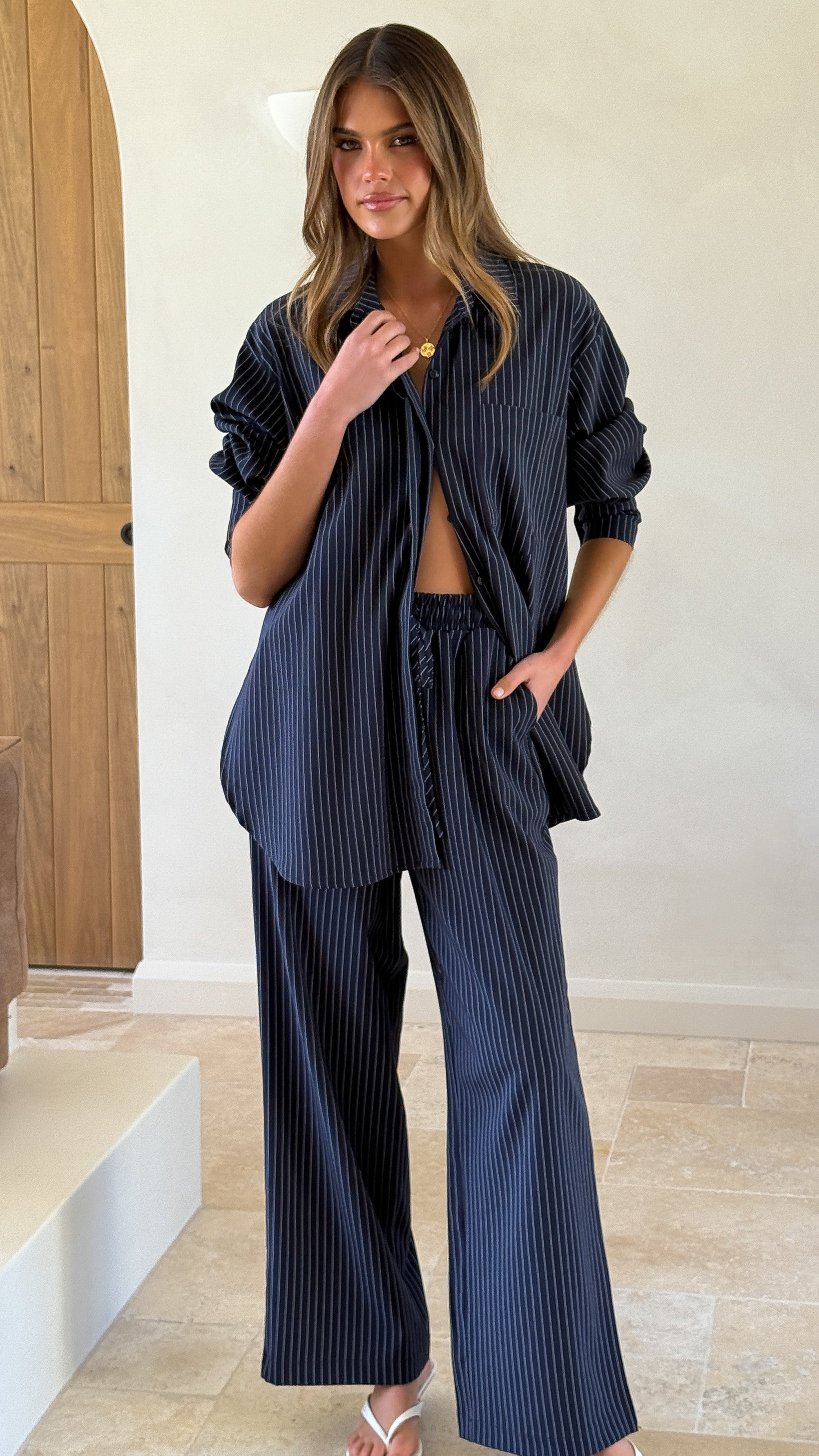 Zaila Pants - Navy/White Stripe - Billy J