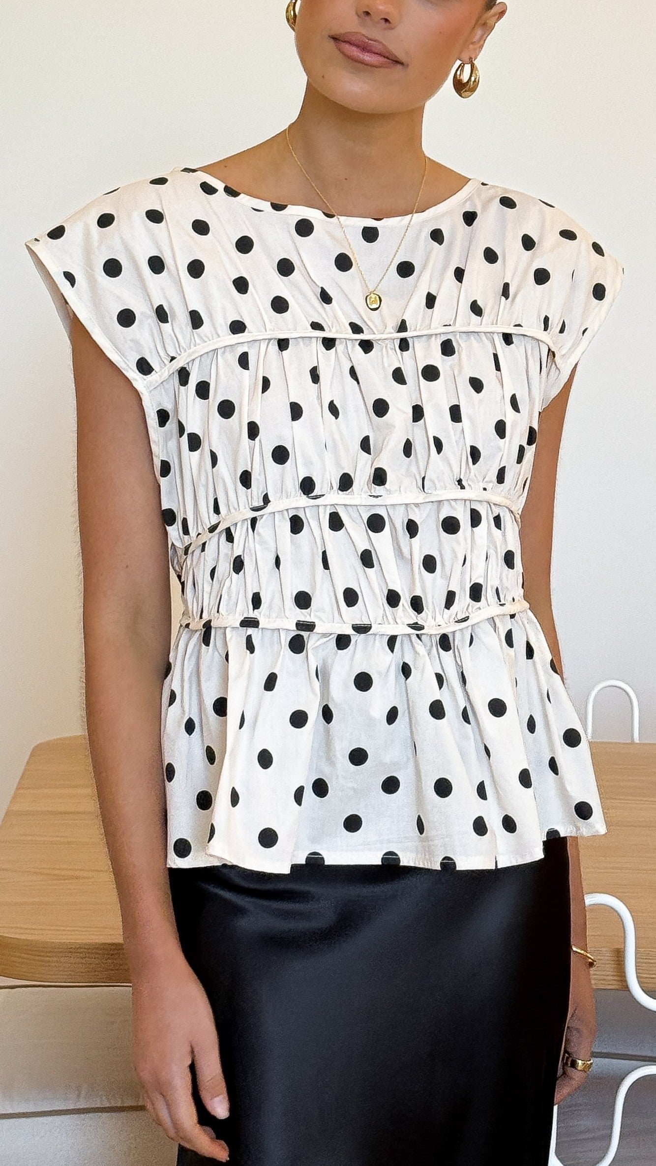 Kienna Top - Cream/Black Polka Dot - Billy J