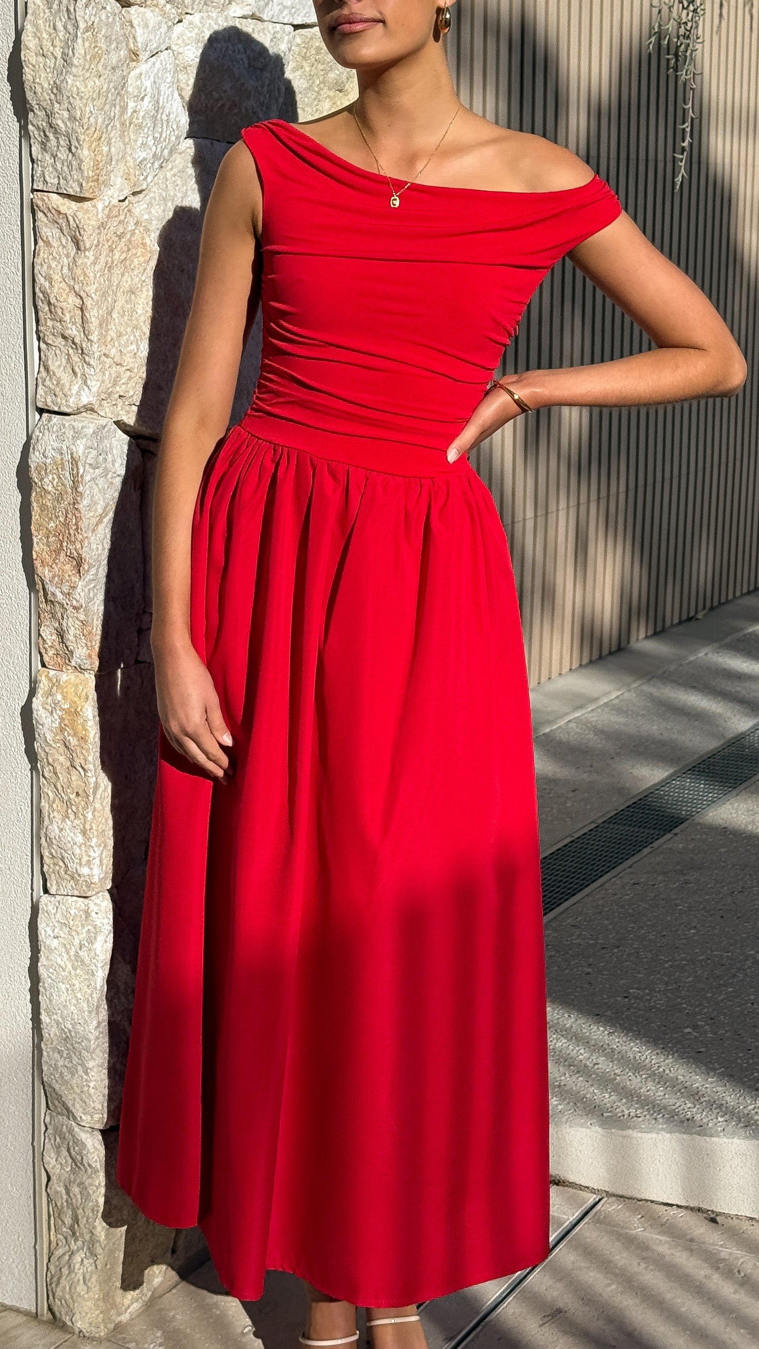 Immy Midi Dress - Red - Billy J