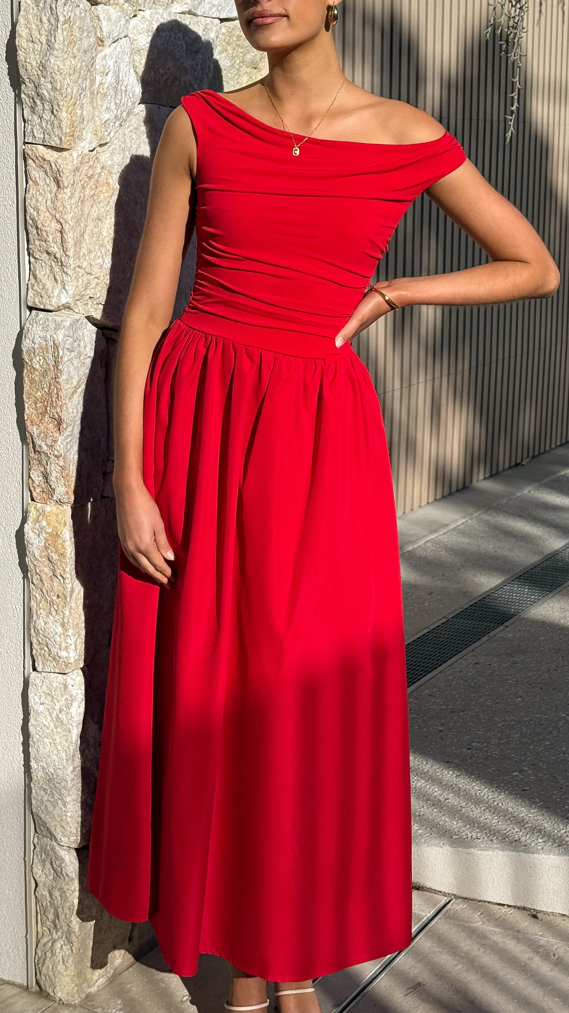 Immy Midi Dress - Red - Billy J