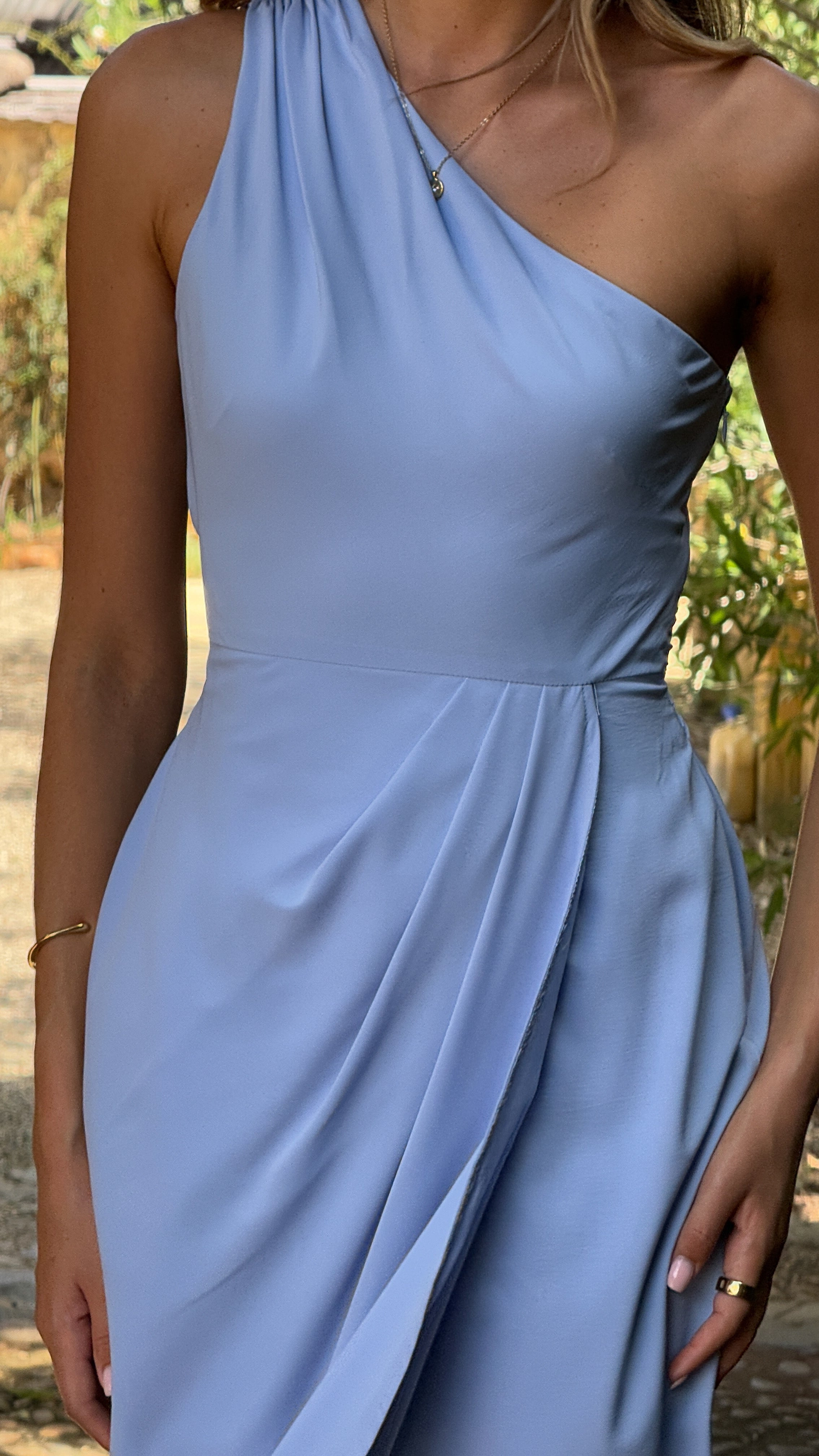 Clara One Shoulder Maxi Dress - Blue - Billy J