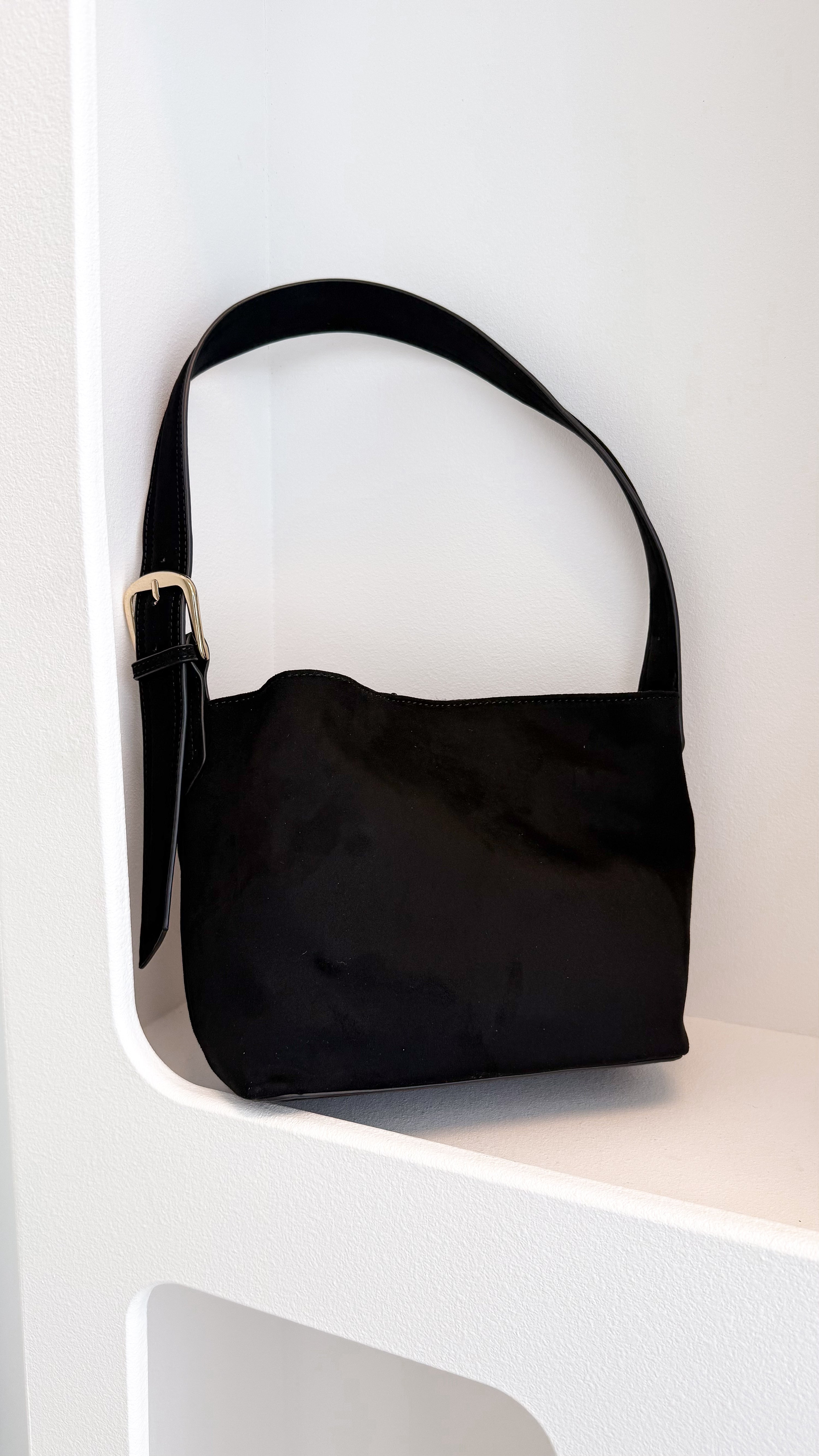 Freya Shoulder Bag - Black Suede - Billy J